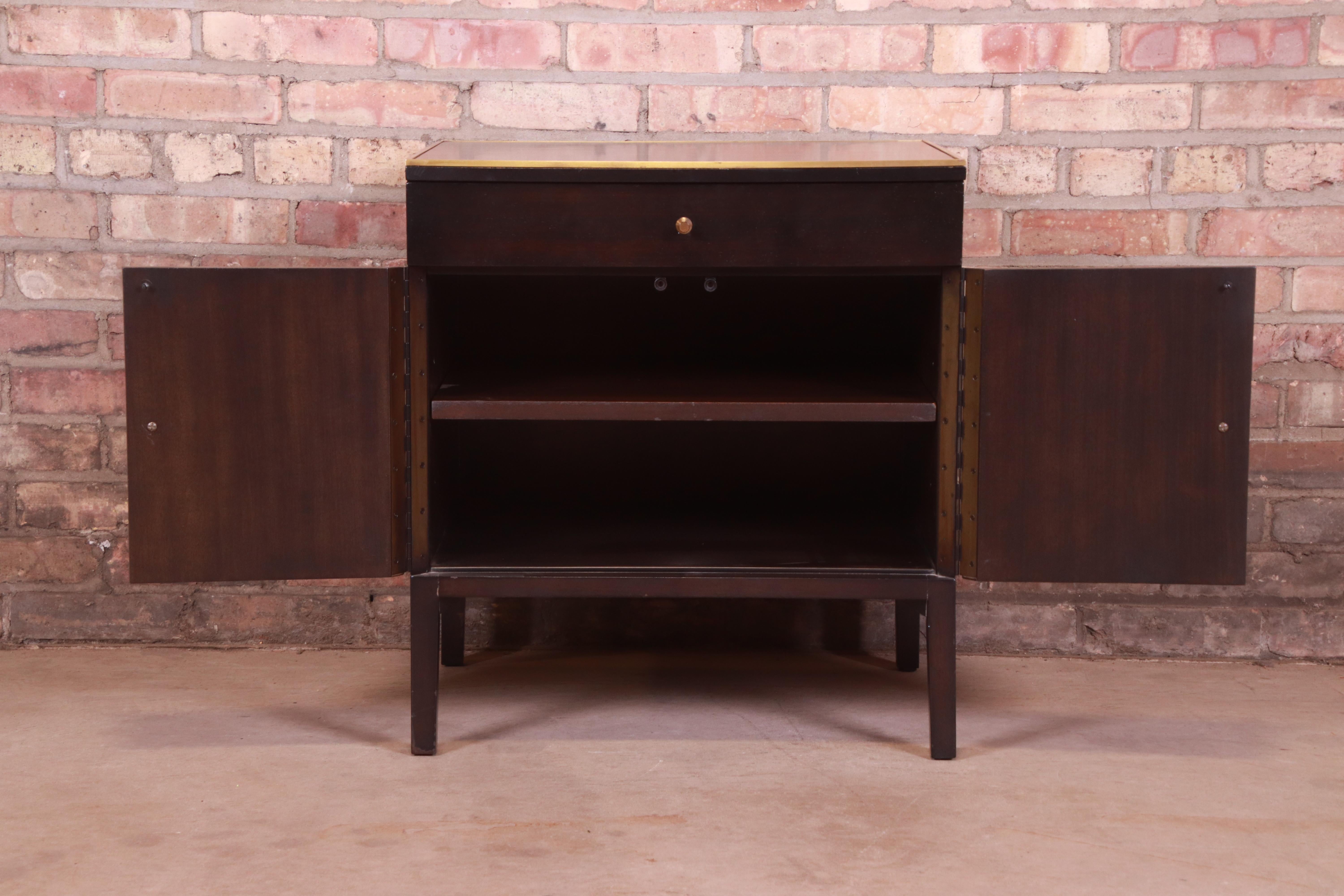 Paul McCobb for Directional Ebonized Mahogany and Brass Nightstand, 1950s 3