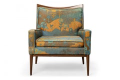 Paul McCobb for Directional Floral Fabric and Walnut Lounge Armchair