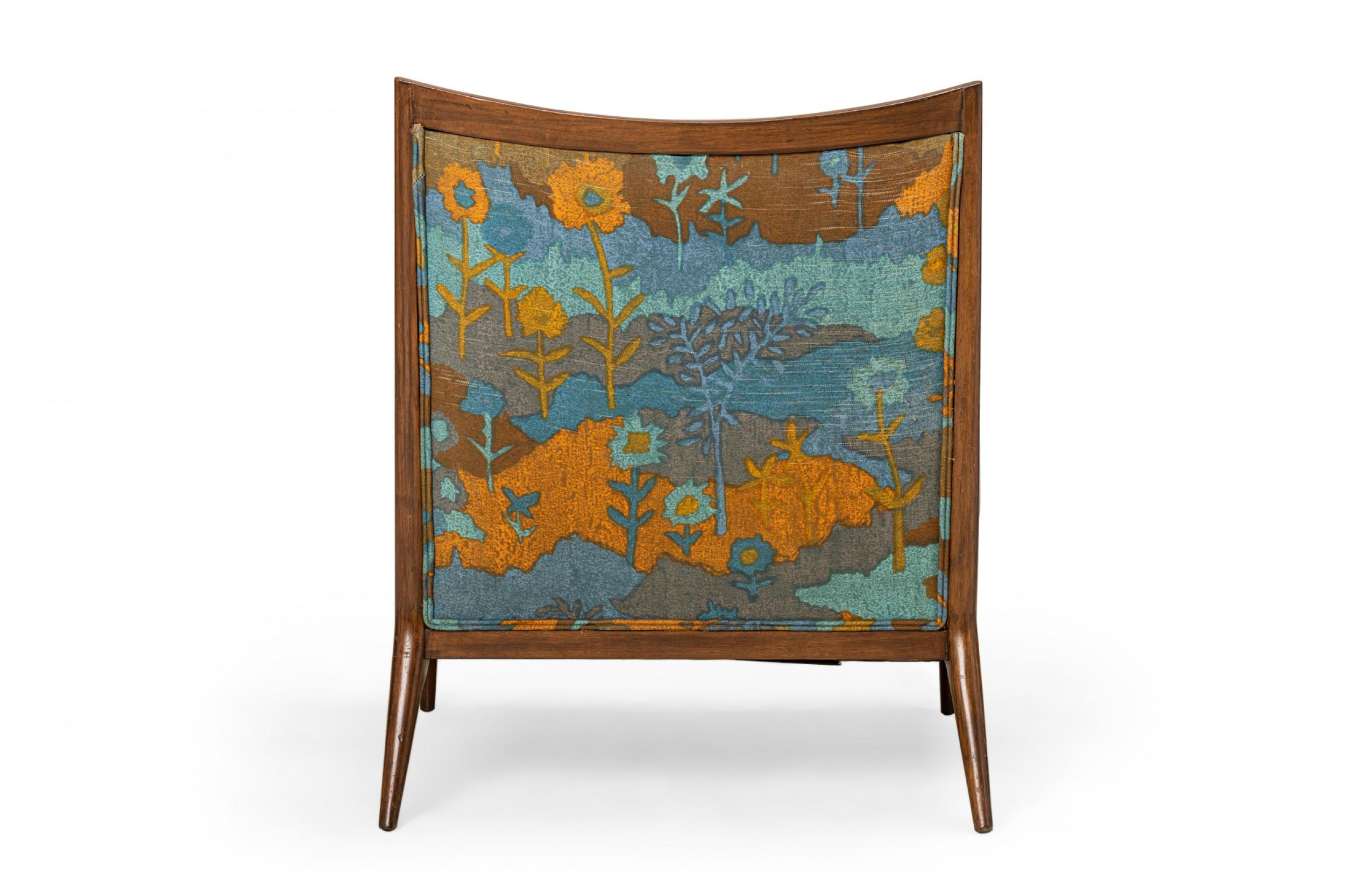 Paul McCobb for Directional Floral Fabric and Walnut Lounge Armchair In Good Condition For Sale In New York, NY