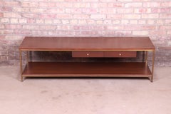 Paul McCobb for Directional Mahogany and Brass Coffee Table, Newly Refinished