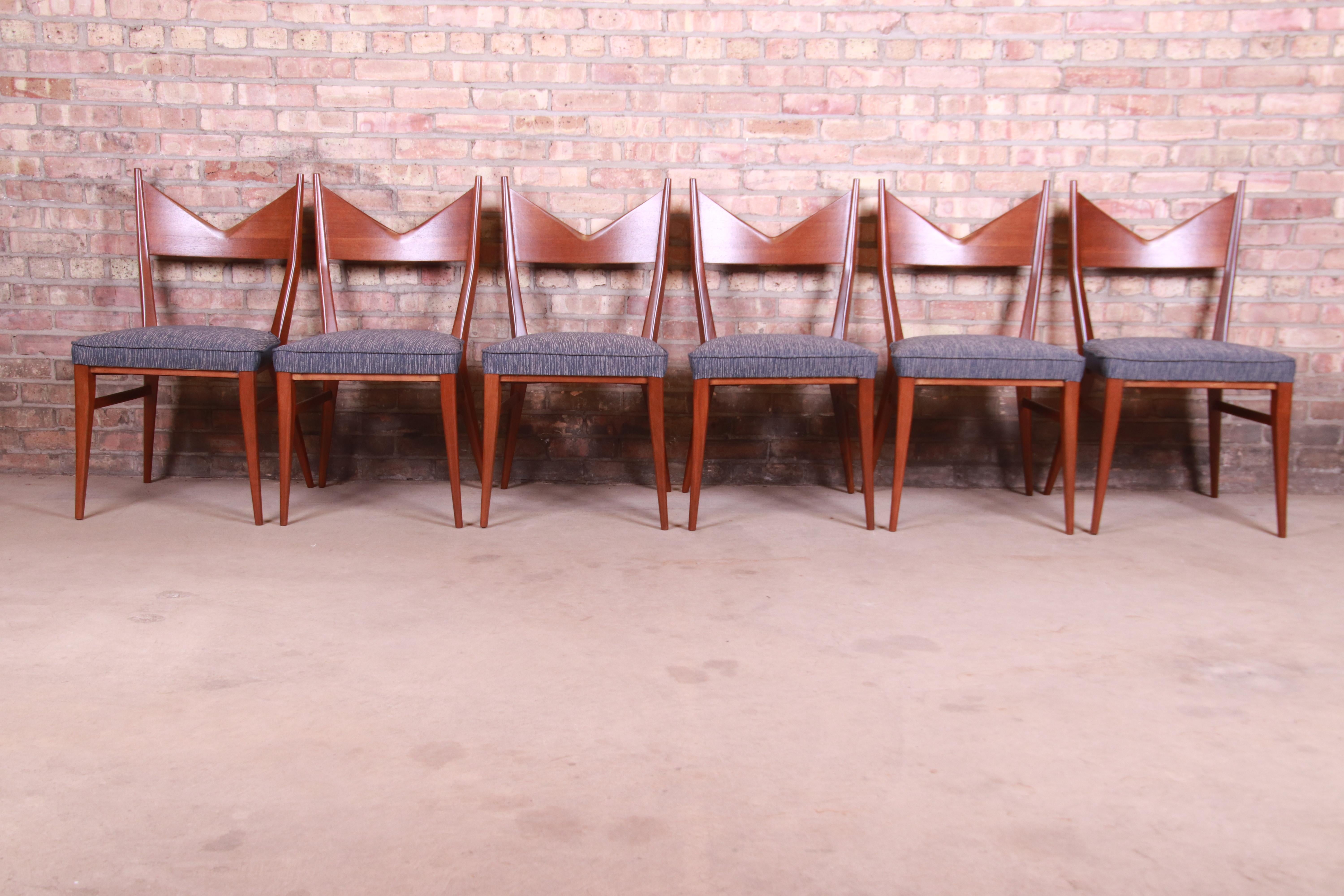 Mid-Century Modern Paul McCobb for Directional Mahogany Bowtie Dining Chairs, Fully Restored For Sale