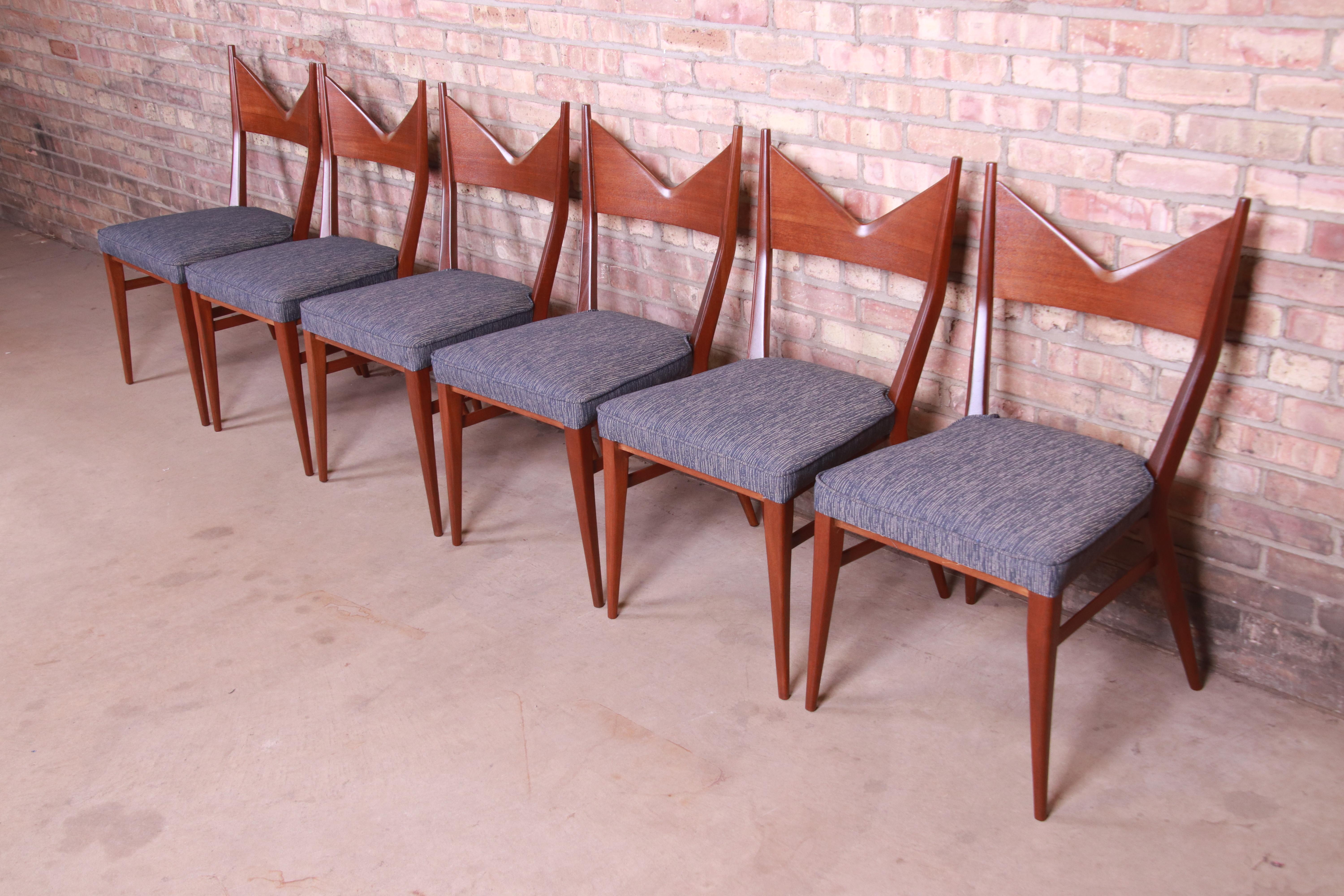 American Paul McCobb for Directional Mahogany Bowtie Dining Chairs, Fully Restored For Sale