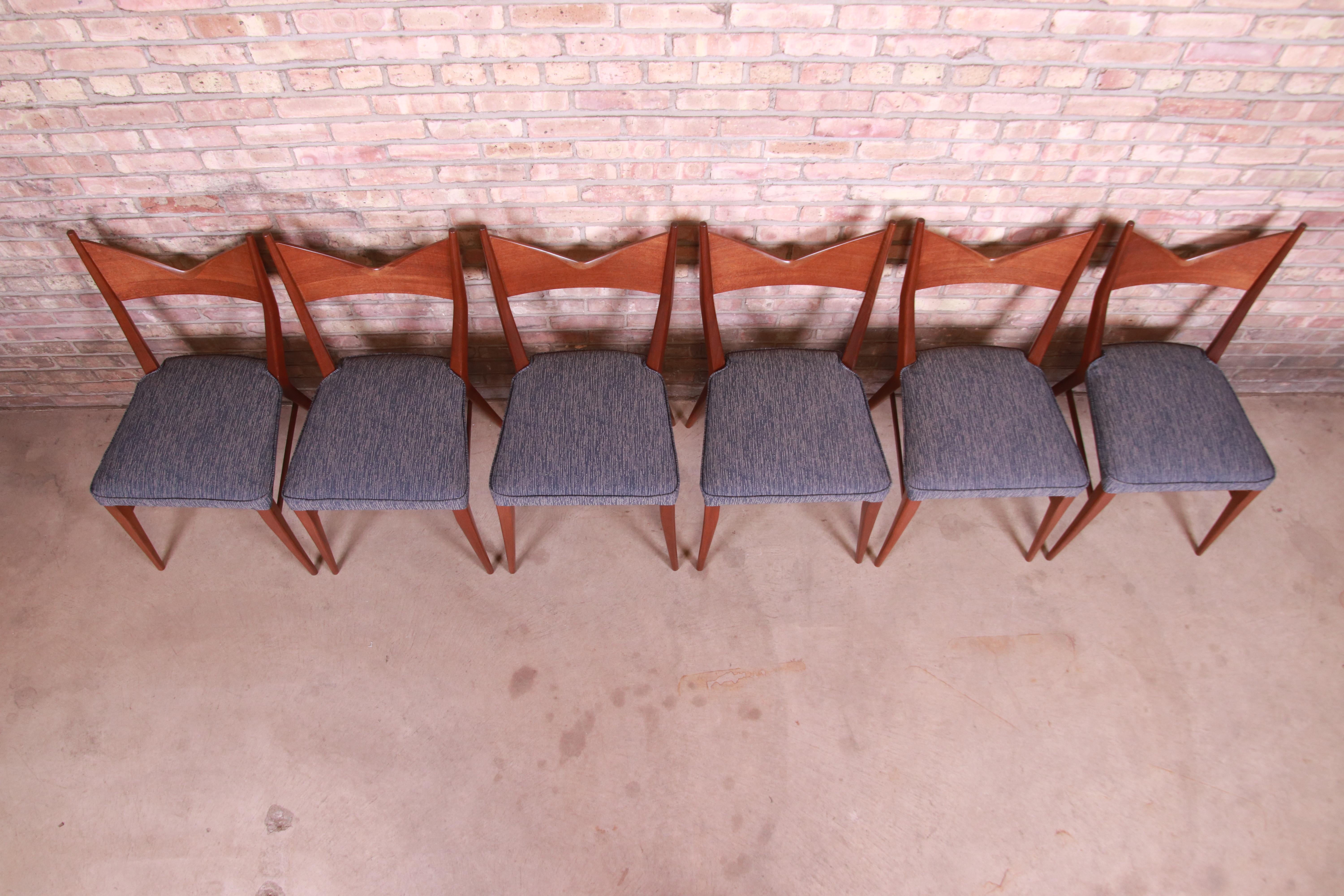 Upholstery Paul McCobb for Directional Mahogany Bowtie Dining Chairs, Fully Restored For Sale
