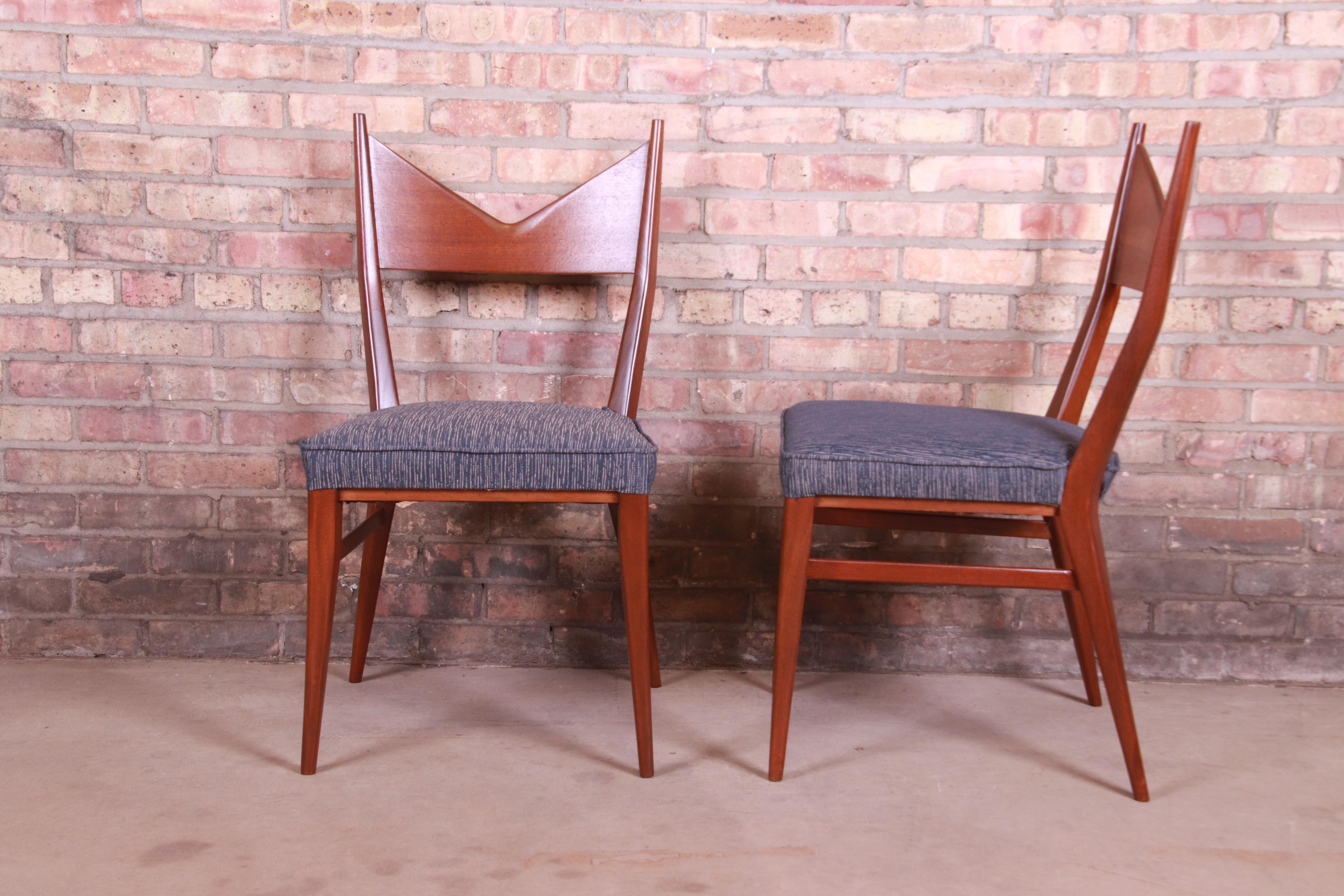 Paul McCobb for Directional Mahogany Bowtie Dining Chairs, Fully Restored For Sale 1