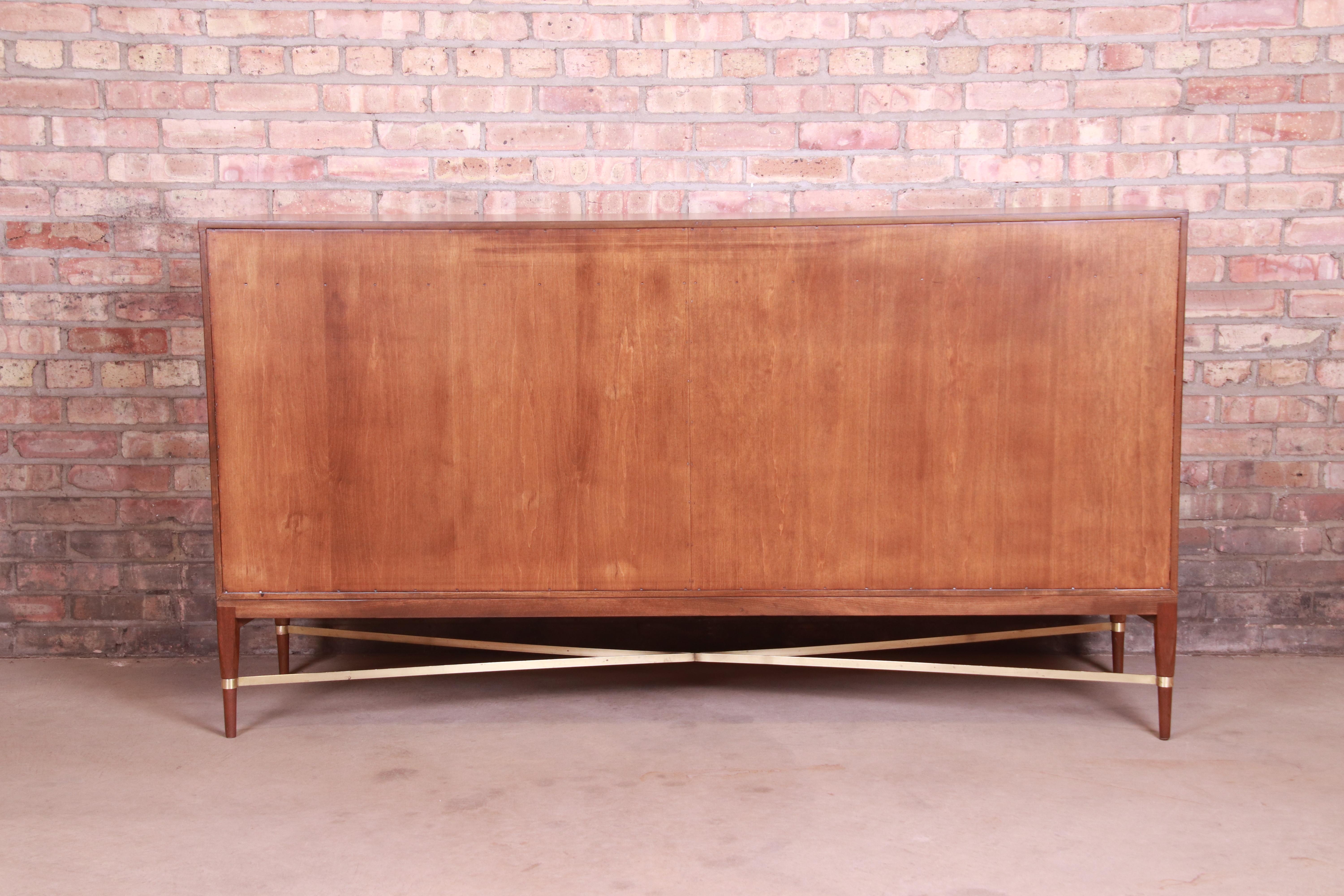 Paul McCobb for Directional Mahogany, Brass, and Leather Credenza, Refinished 10