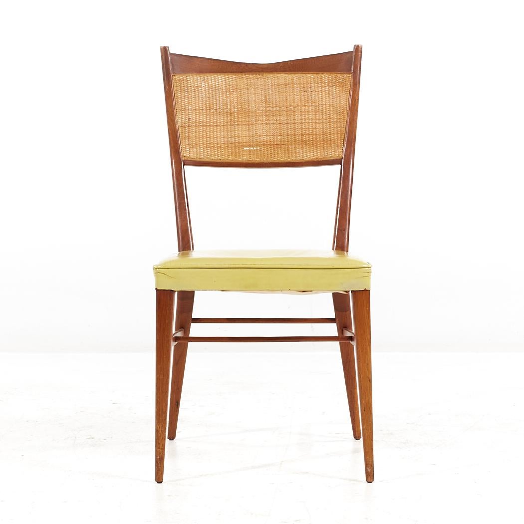 Paul McCobb for Directional Mid Century Bleached Mahogany and Cane Dining Chairs - Set of 4

Each chair measures: 17.75 wide x 21 deep x 36 inches high, with a seat height/chair clearance of 18 inches

All pieces of furniture can be had in what we