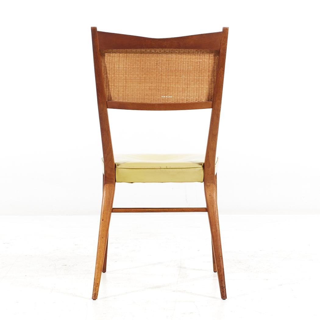 Paul McCobb for Directional MCM Bleached Mahogany and Cane Dining Chairs - 4 In Good Condition For Sale In Countryside, IL