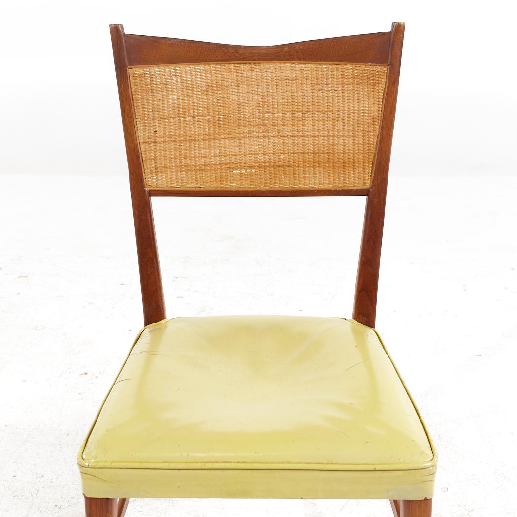 Upholstery Paul McCobb for Directional MCM Bleached Mahogany and Cane Dining Chairs - 4 For Sale