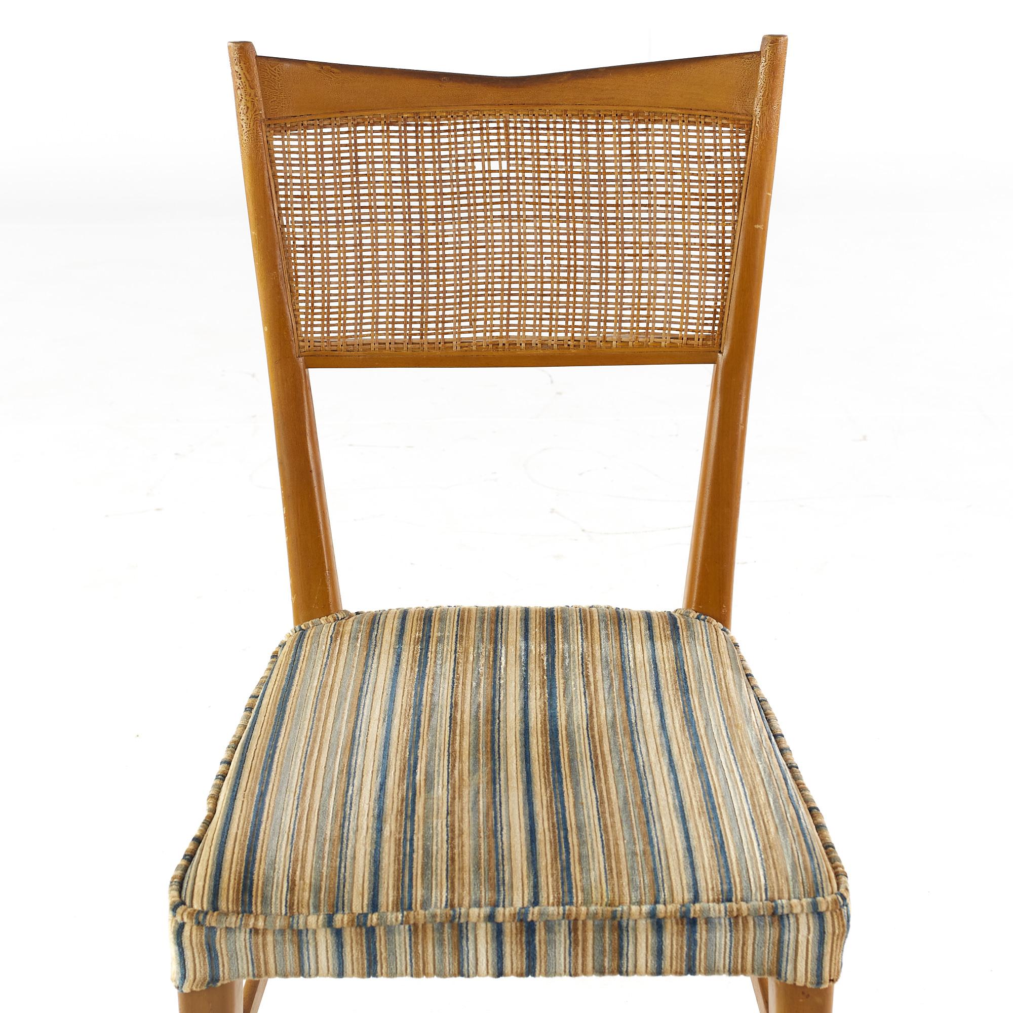 Paul McCobb for Directional Mid Century Walnut and Cane Dining Chairs, Set of 6 (chaises de salle à manger en noyer et en rotin du milieu du siècle dernier) en vente 3