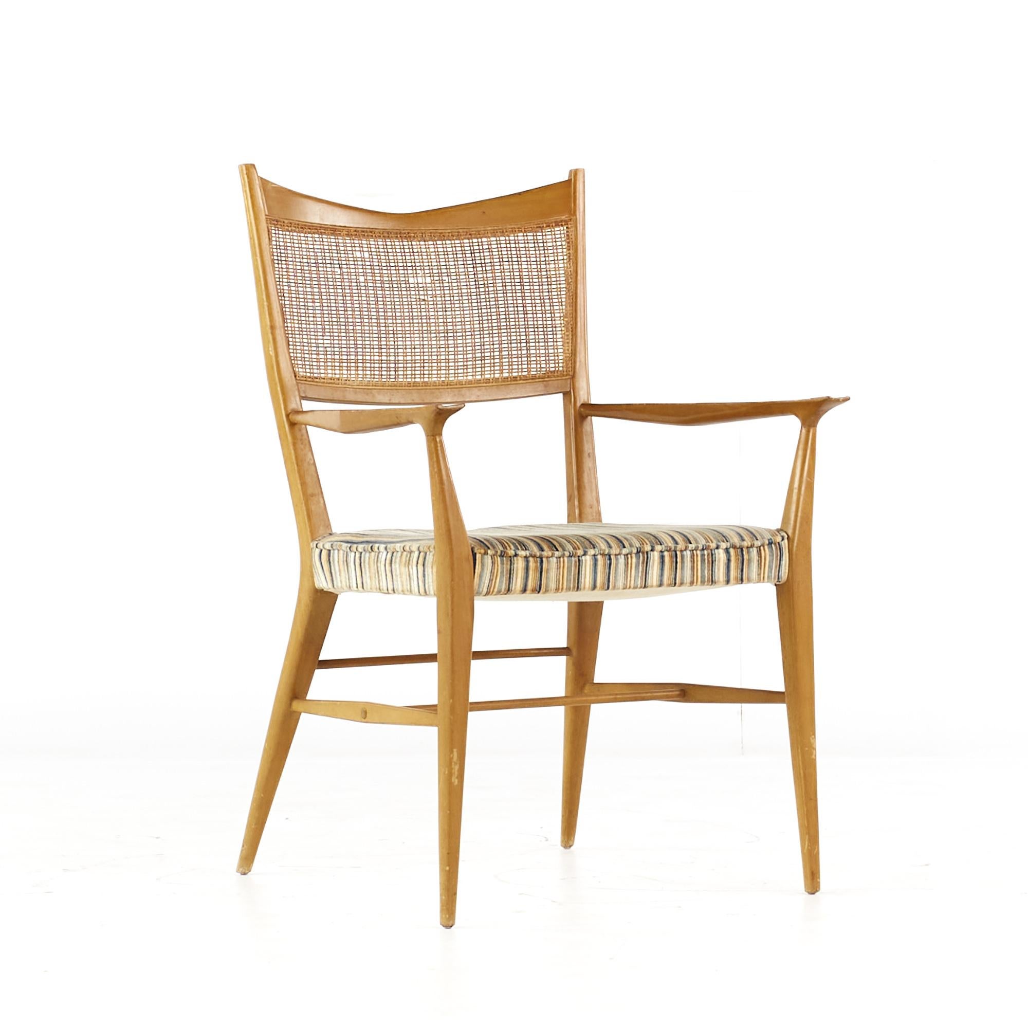Paul McCobb for Directional Mid Century Walnut and Cane Dining Chairs, Set of 6 (chaises de salle à manger en noyer et en rotin du milieu du siècle dernier) en vente 4
