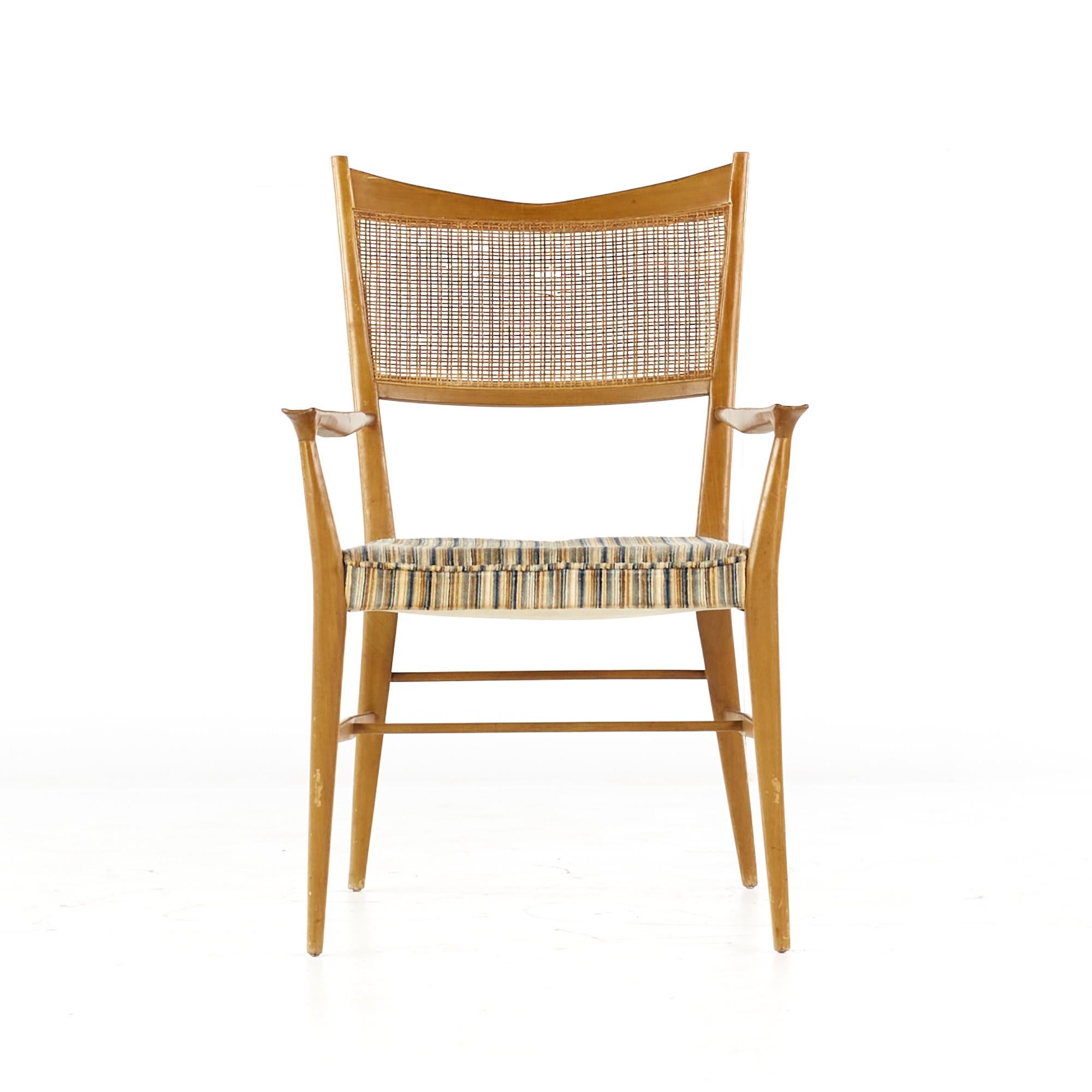 Paul McCobb for Directional Mid Century Walnut and Cane Dining Chairs, Set of 6 (chaises de salle à manger en noyer et en rotin du milieu du siècle dernier) en vente 5