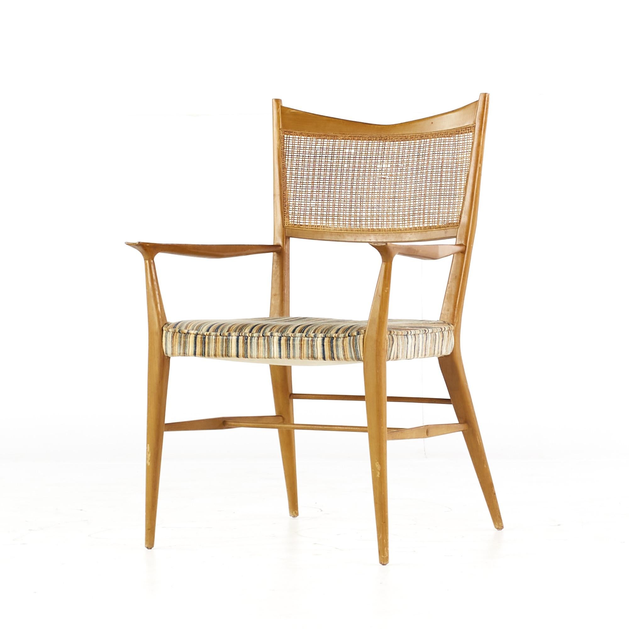 Paul McCobb for Directional Mid Century Walnut and Cane Dining Chairs, Set of 6 (chaises de salle à manger en noyer et en rotin du milieu du siècle dernier) en vente 6