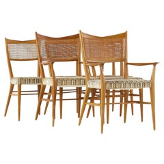 Paul McCobb for Directional Mid Century Walnut and Cane Dining Chairs, Set of 6