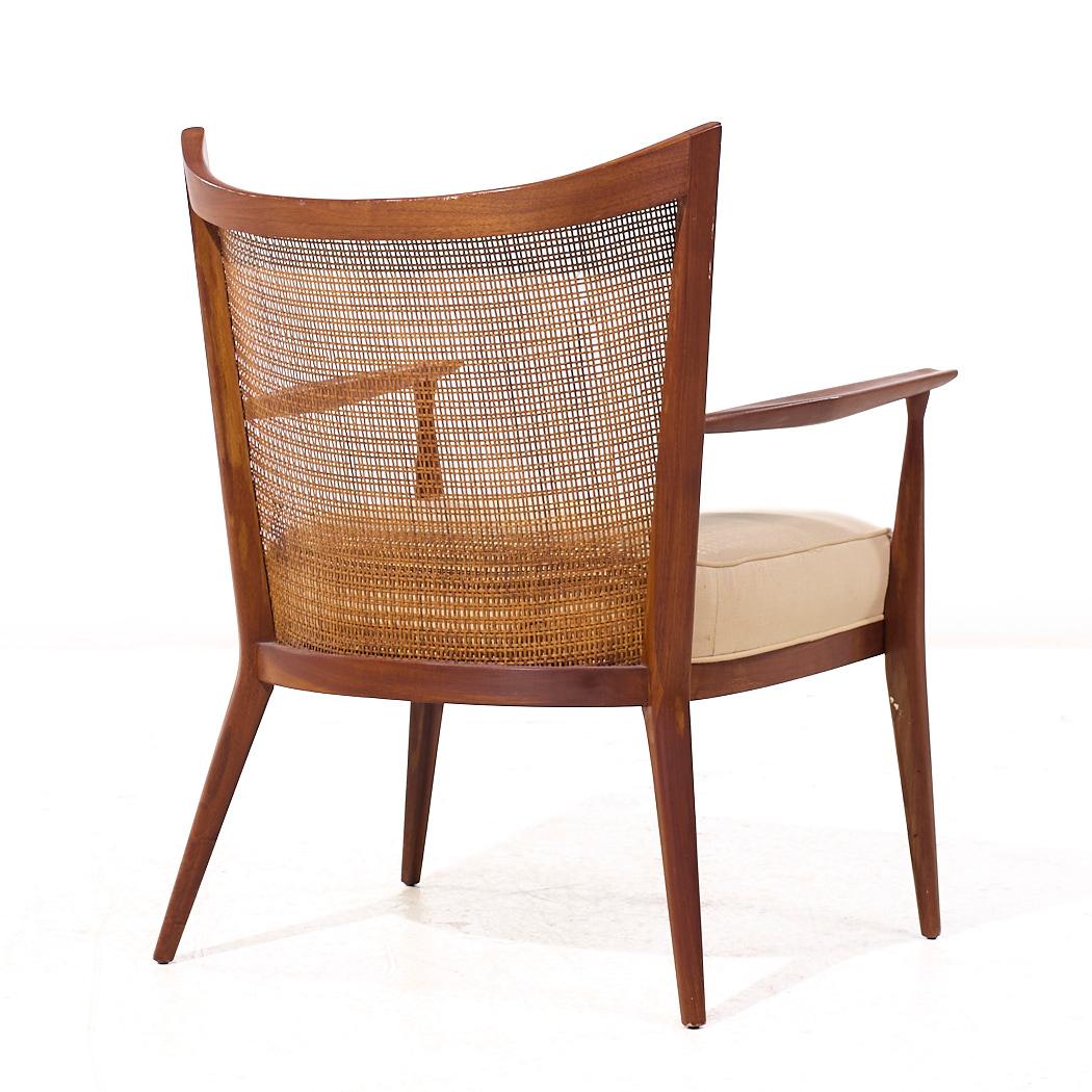 Américain Paul McCobb pour Directional Chaise longue en noyer et rotin du milieu du siècle dernier en vente