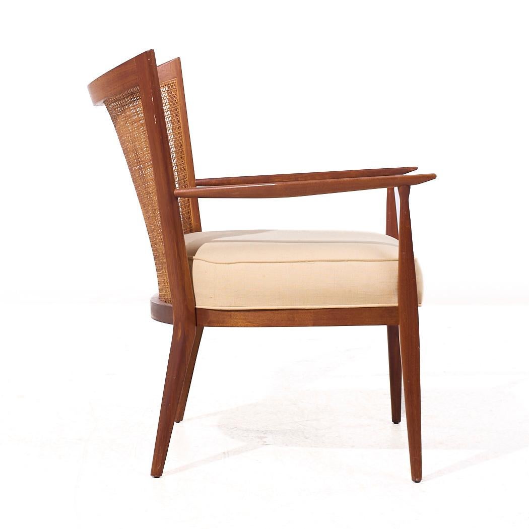 Canne Paul McCobb pour Directional Chaise longue en noyer et rotin du milieu du siècle dernier en vente