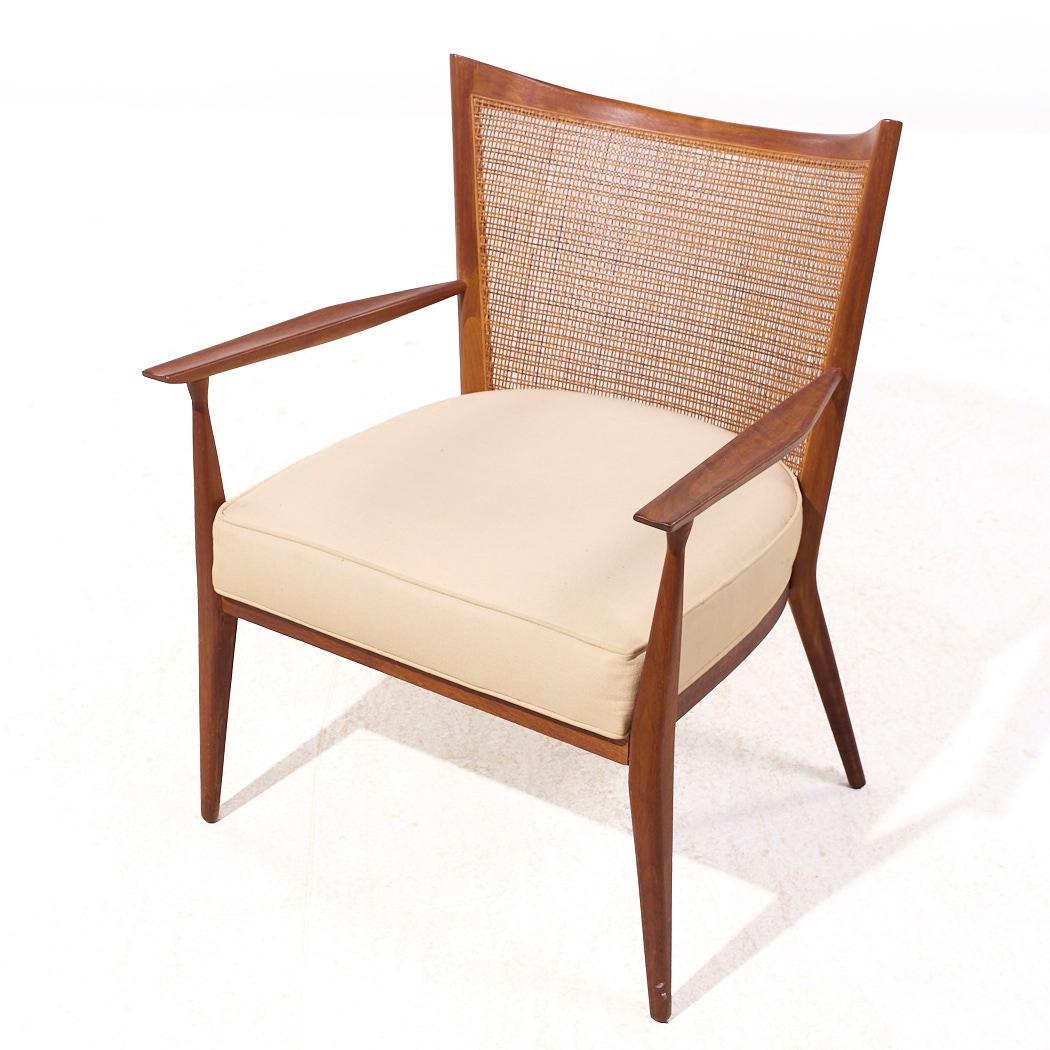 Paul McCobb pour Directional Chaise longue en noyer et rotin du milieu du siècle dernier en vente 2