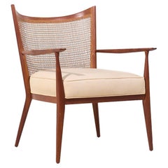 Paul McCobb for Directional Mid Century Walnut and Cane Lounge Chair