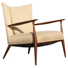 Paul McCobb for Directional Model 1321 Lounge Chair in Walnut & Light Upholstery