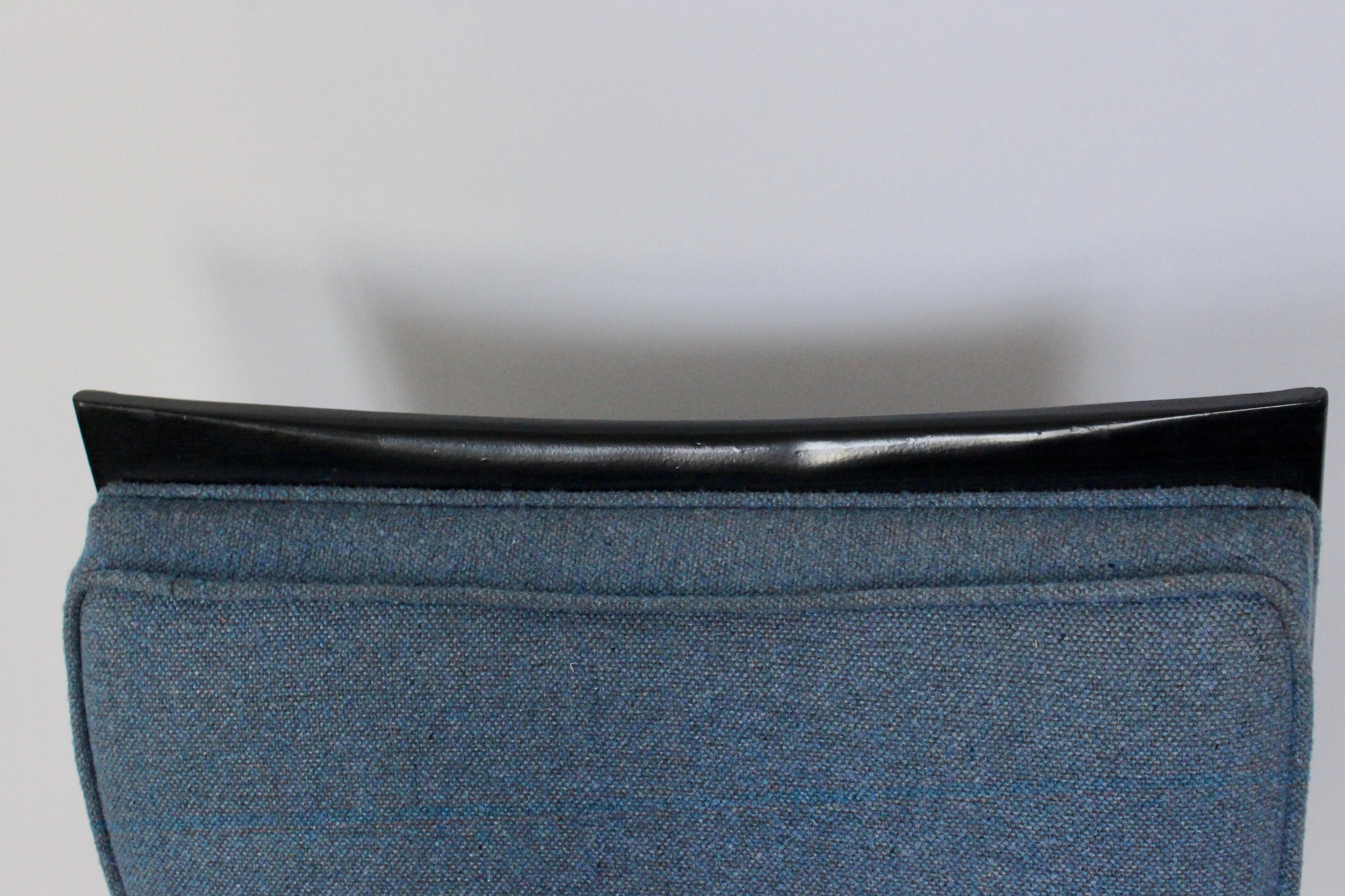 American Paul McCobb for Directional #1322 Upholstered Black Rim Lounge Chair For Sale