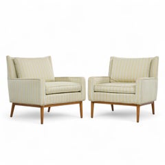 Paul McCobb for Directional Model 302 Mid Century Walnut Lounge Chairs - Pair