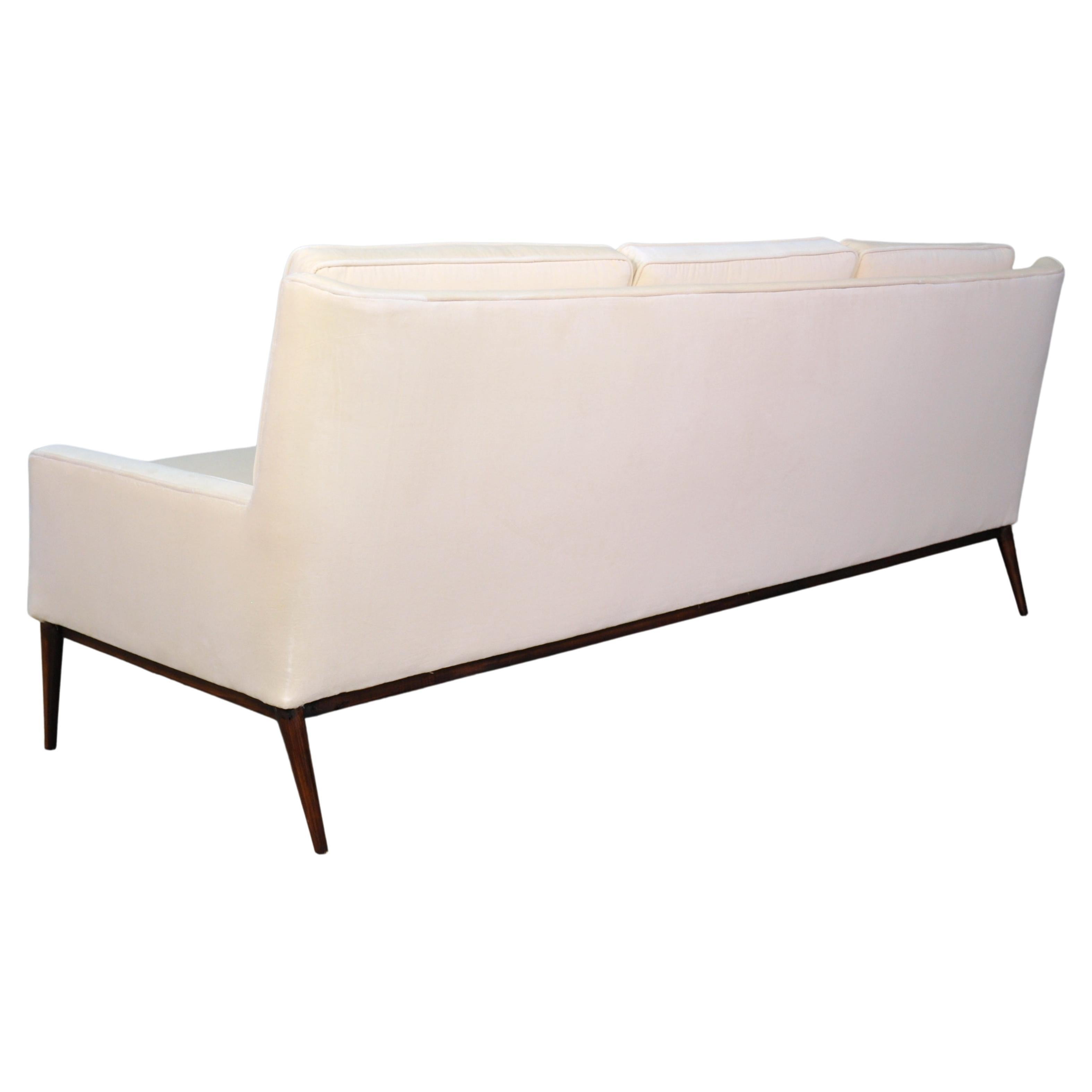 20th Century Paul McCobb for Directional Off-White Velvet Sofa, 1950s For Sale