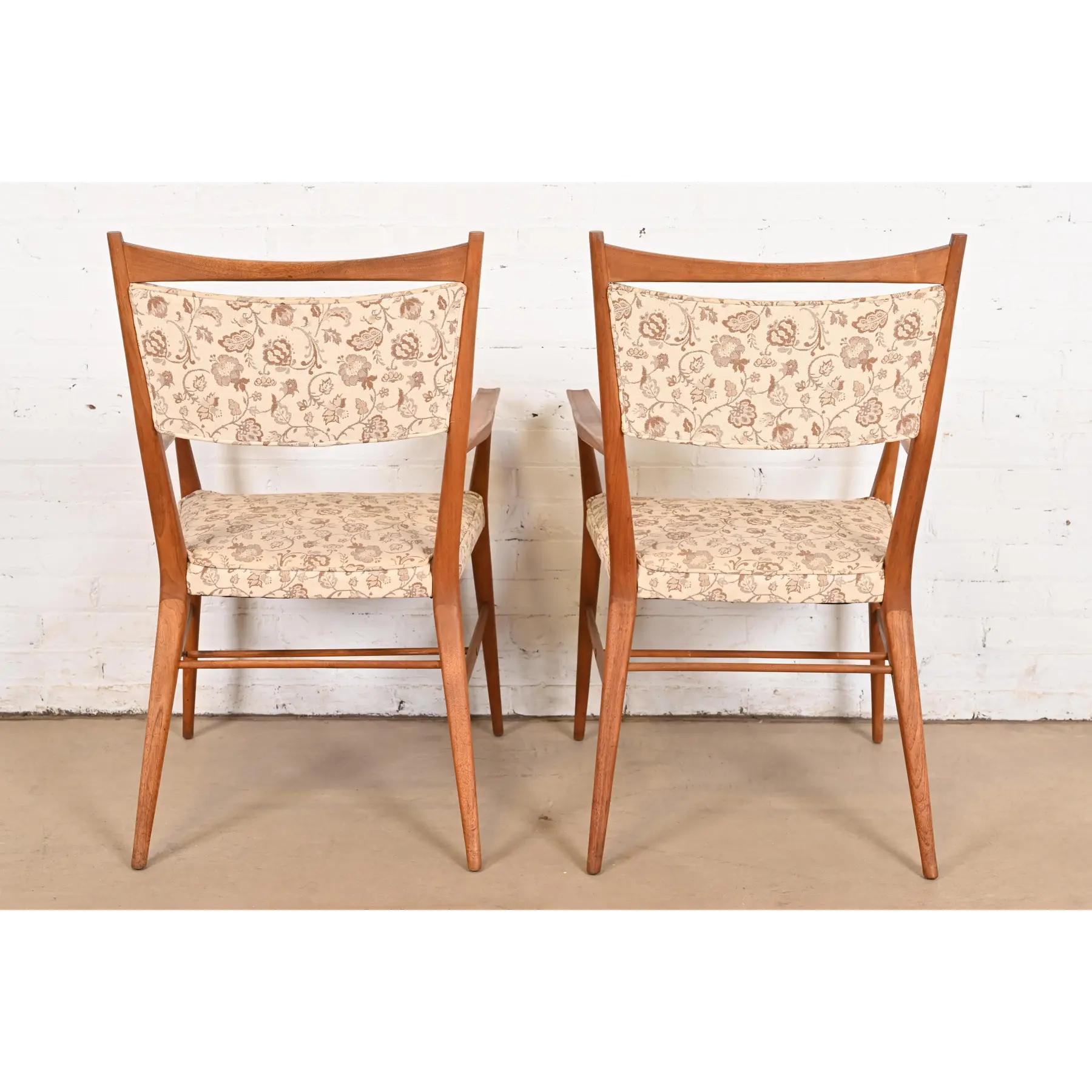 Paul McCobb for Directional Sculpted Walnut Armchairs, Pair For Sale 4