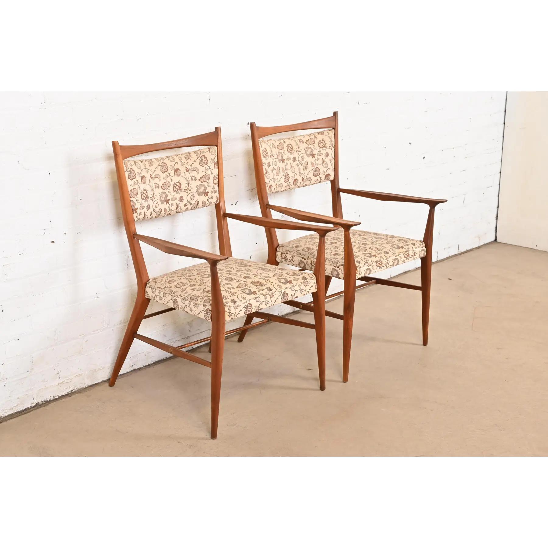 Paul McCobb for Directional Sculpted Walnut Armchairs, Pair In Good Condition For Sale In South Bend, IN