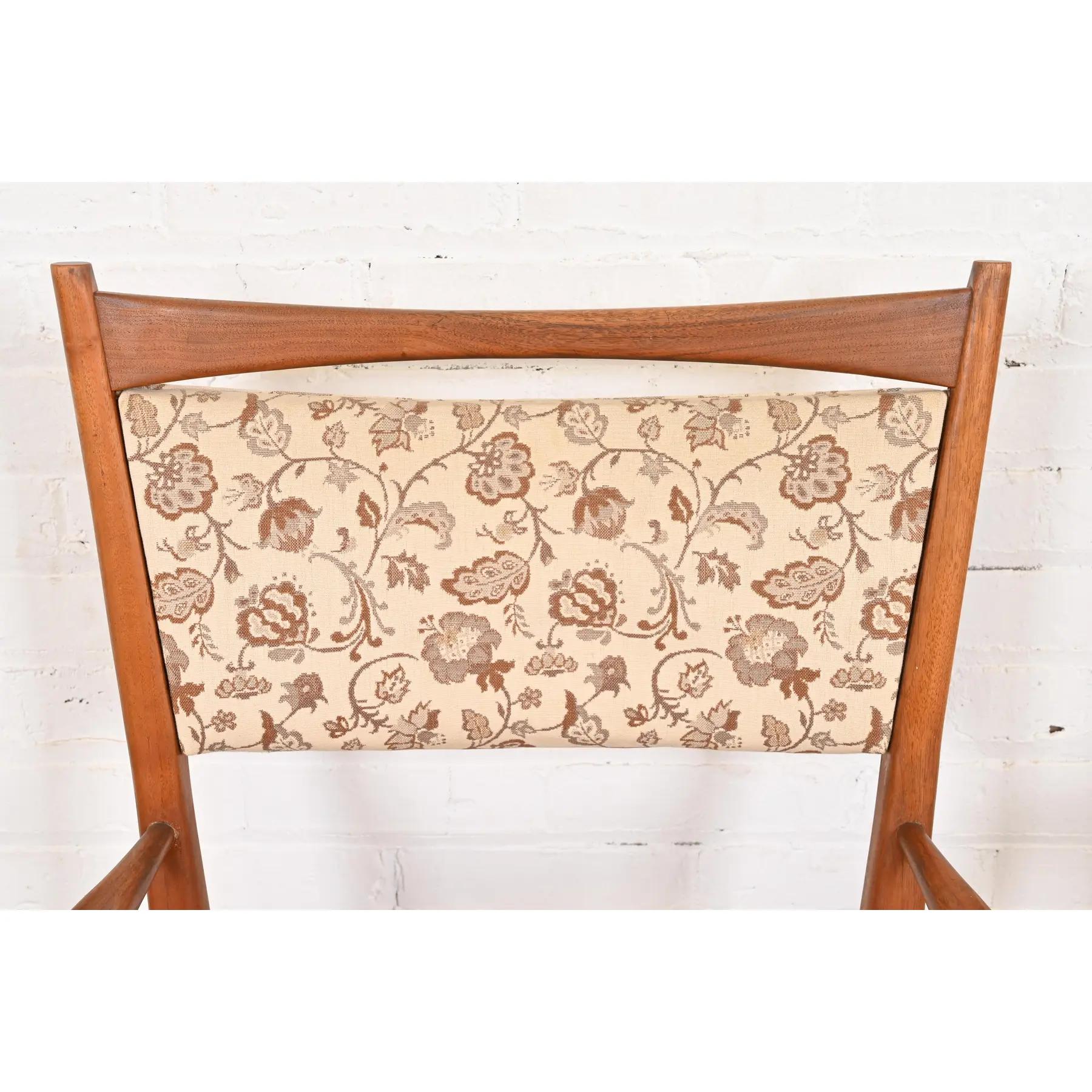 Brass Paul McCobb for Directional Sculpted Walnut Armchairs, Pair For Sale