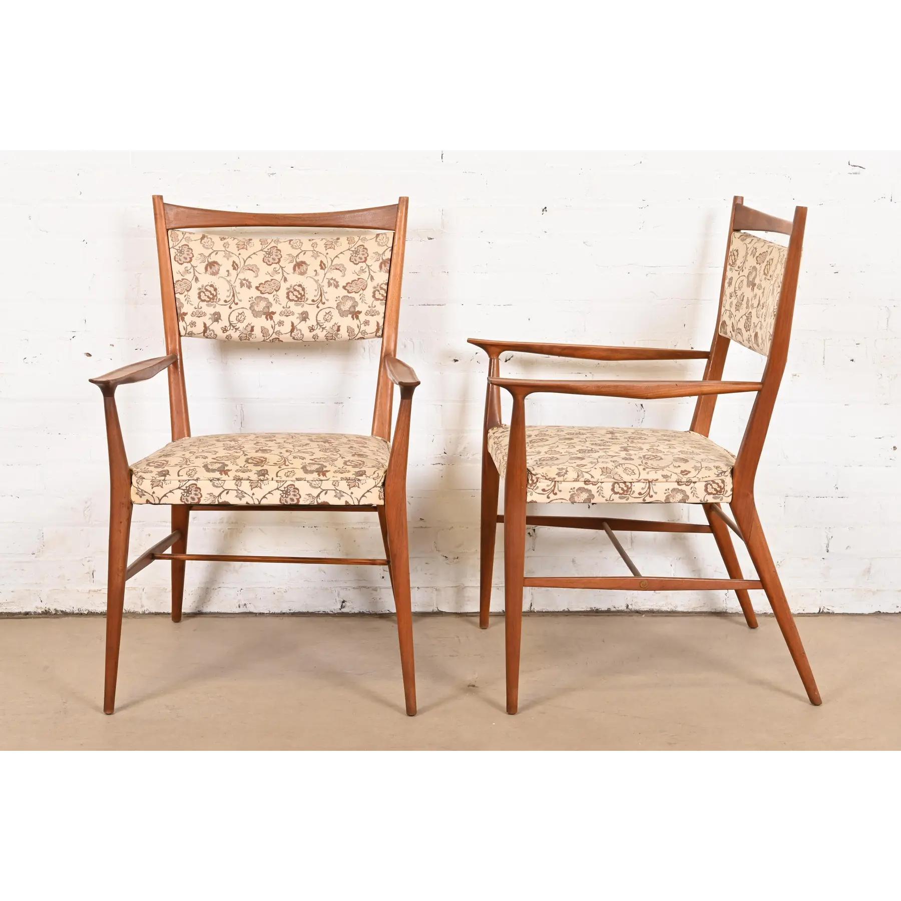 Paul McCobb for Directional Sculpted Walnut Armchairs, Pair For Sale 2