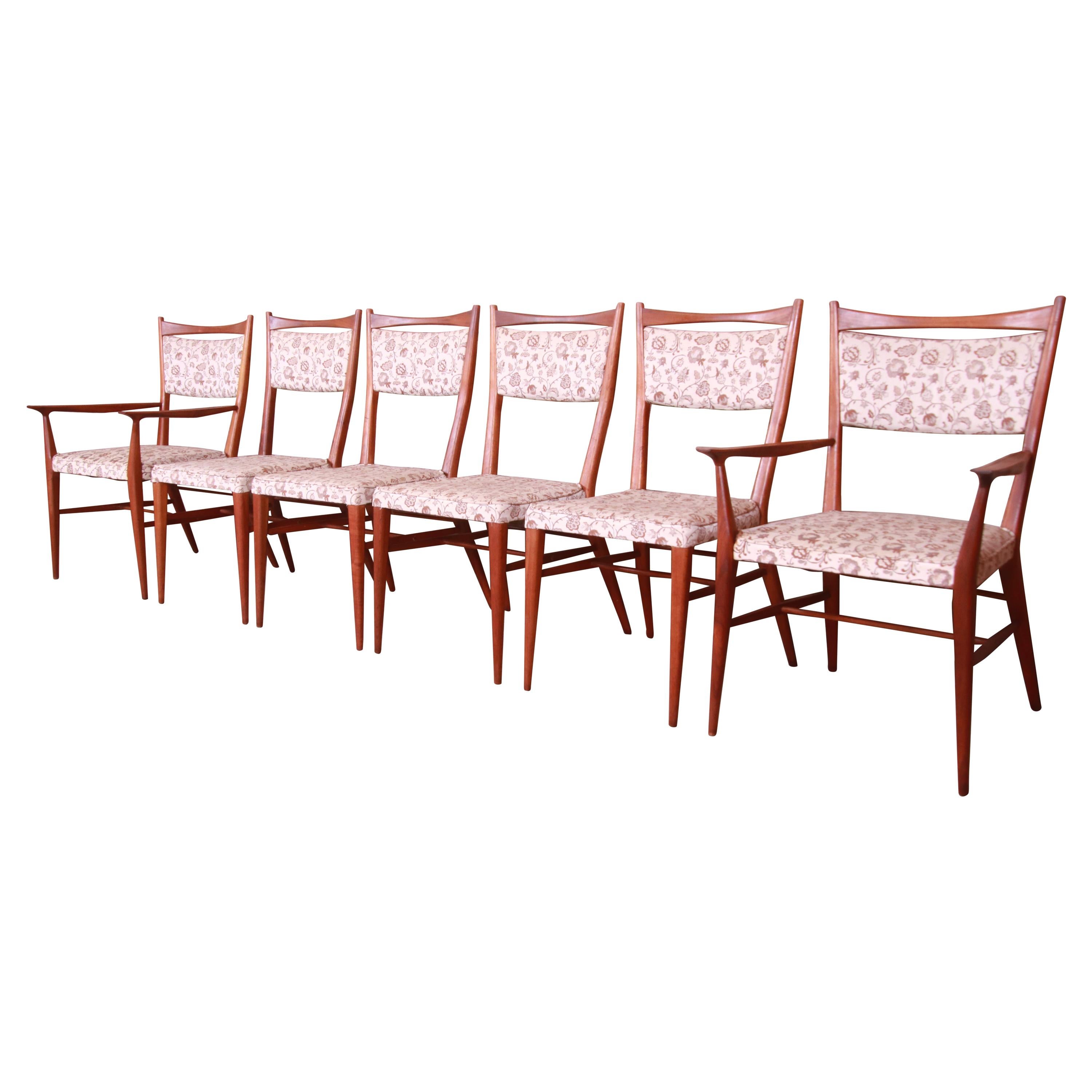 Paul McCobb for Directional Sculpted Walnut Dining Chairs, Set of Six