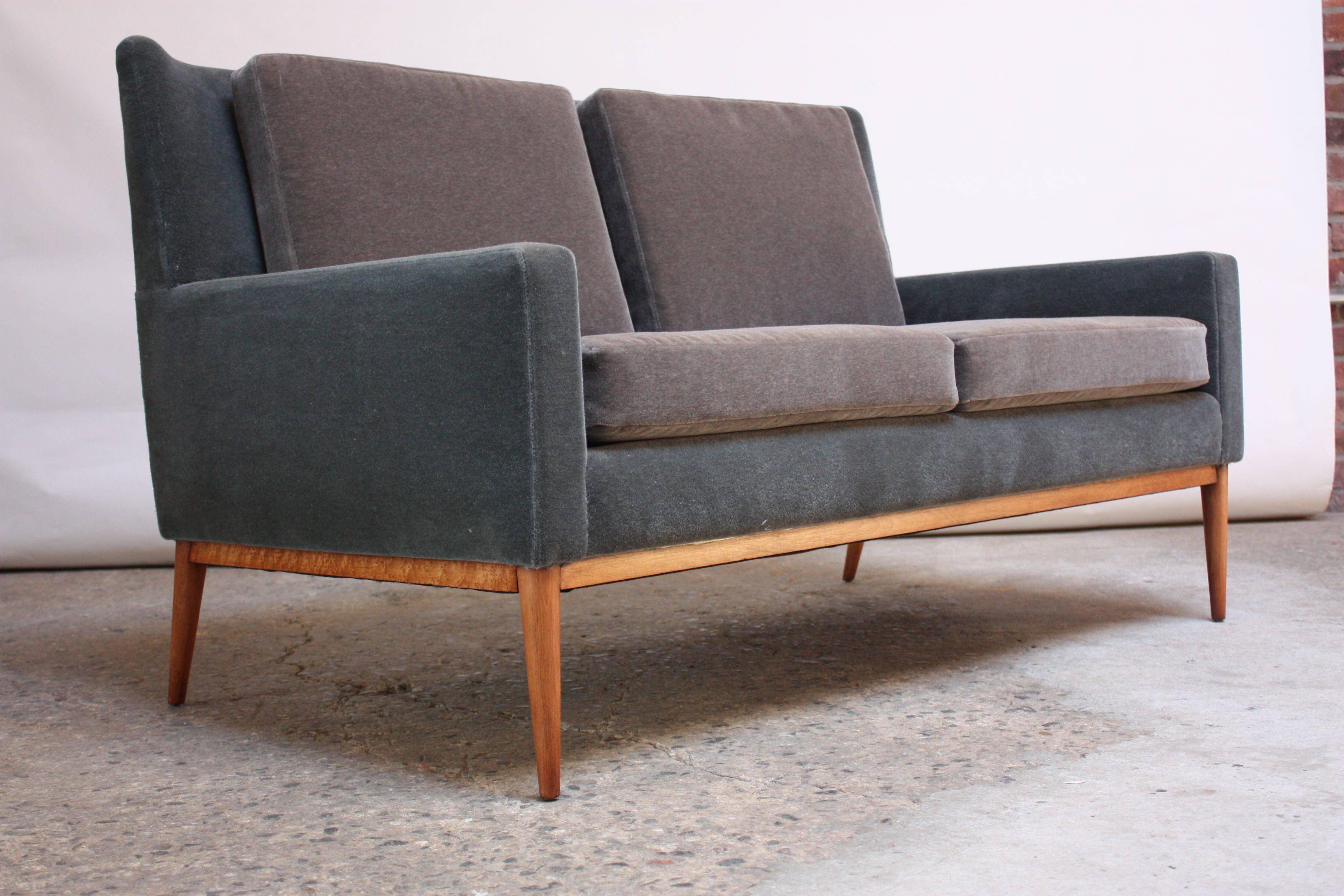 Mid-Century Modern Paul McCobb for Directional Settee in Maple and Mohair