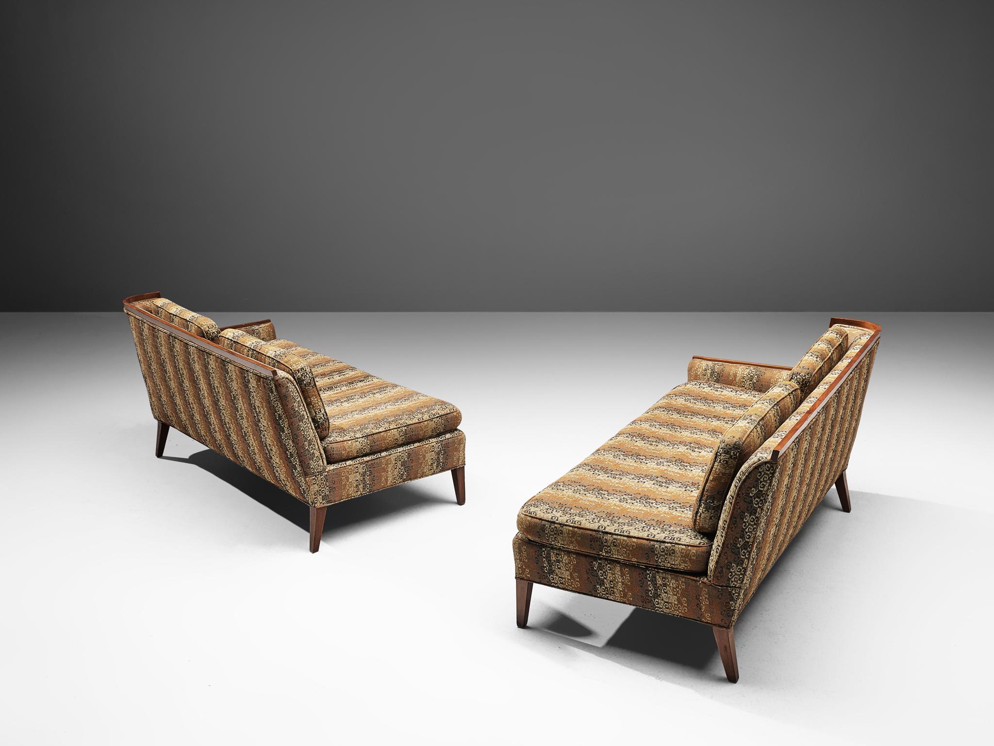 Paul McCobb for Directional Sectional Sofa in Walnut and Patterned Upholstery 1