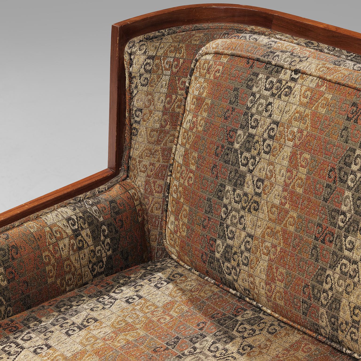 Mid-20th Century Paul McCobb for Directional Sectional Sofa in Walnut and Patterned Upholstery