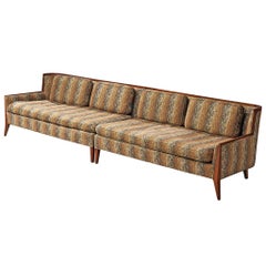 Paul McCobb for Directional Sectional Sofa in Walnut and Patterned Upholstery