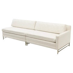 Paul McCobb for Directional Two-Piece Cream White Sectional Sofa, 1958, Brass