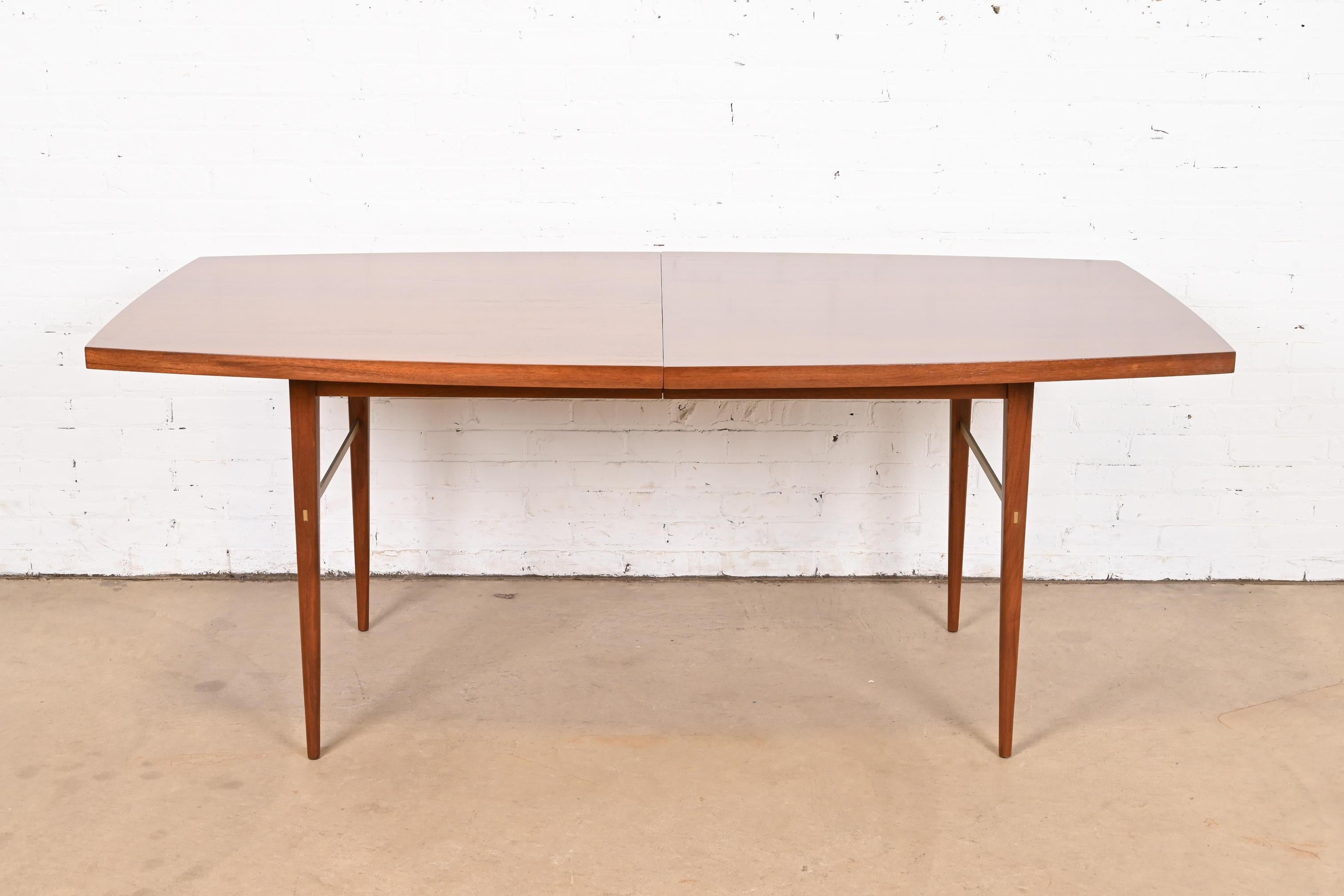 Paul McCobb for Directional Walnut and Brass Boat-Shaped Extension Dining Table 2