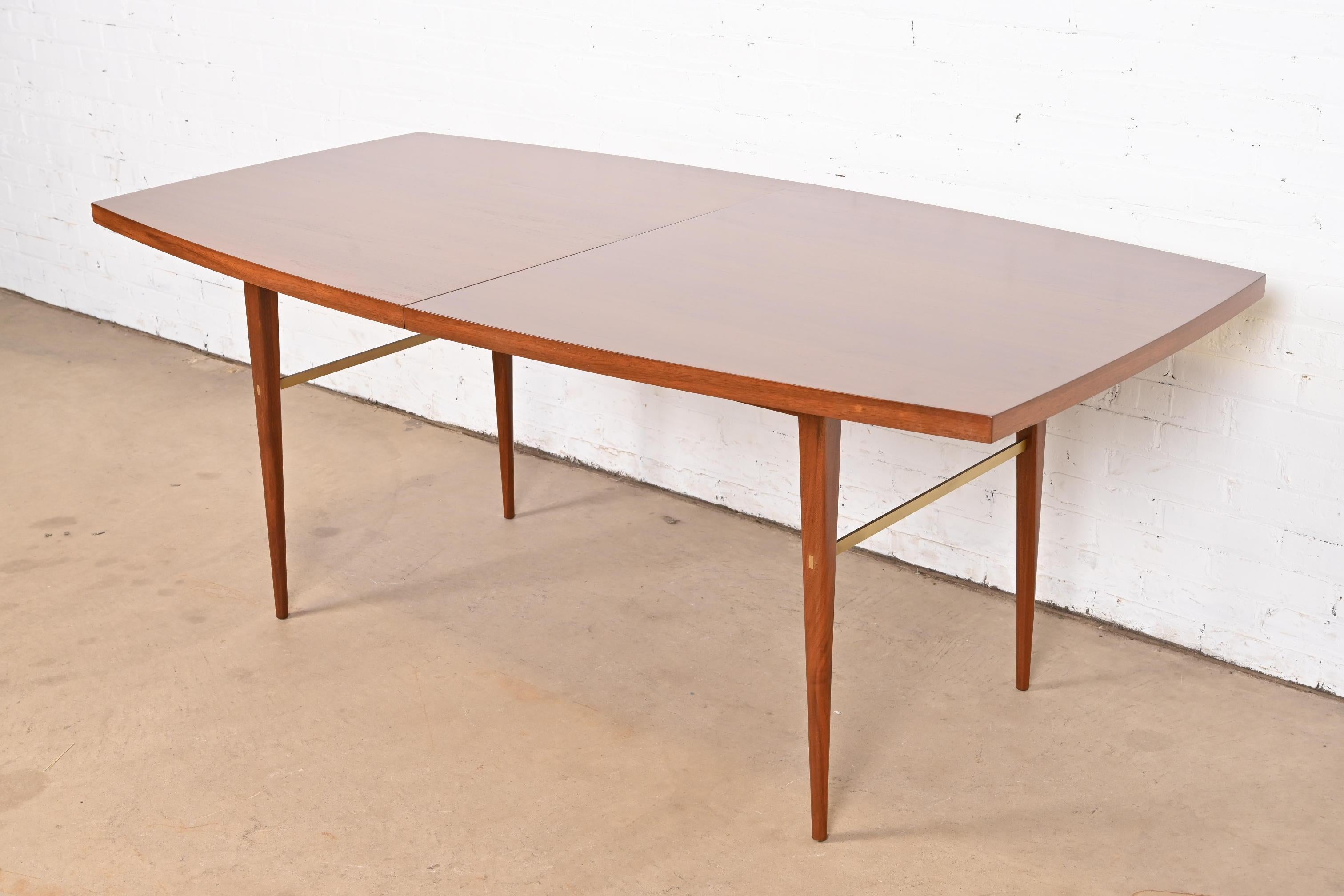 Paul McCobb for Directional Walnut and Brass Boat-Shaped Extension Dining Table 3