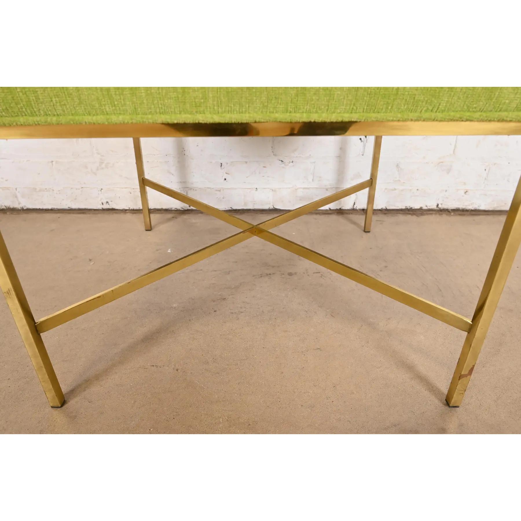Ottone Paul McCobb per Directional Sgabelli o pouf imbottiti e con base a X in ottone in vendita