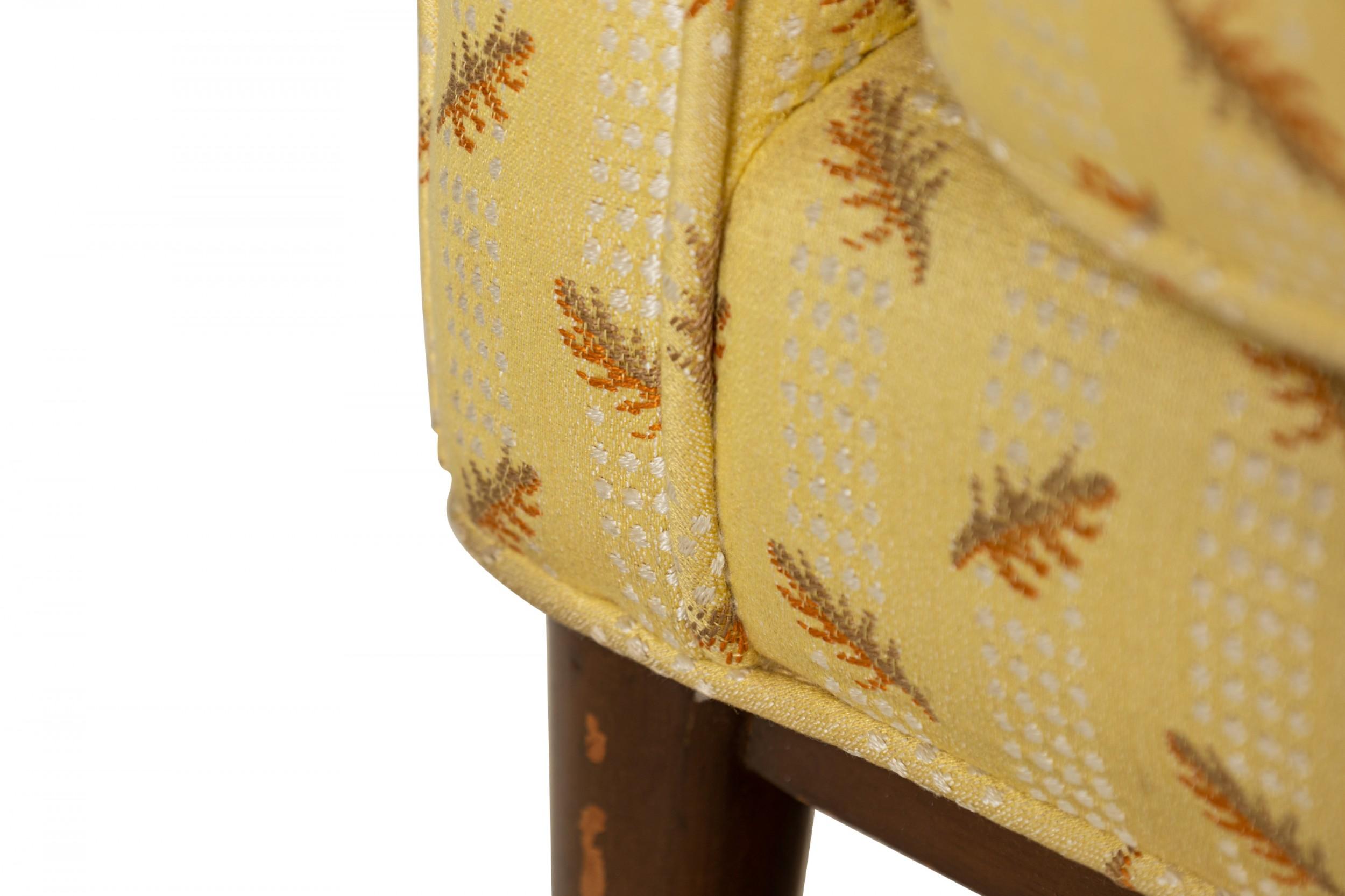 Paul McCobb for Directional Yellow Patterned Fabric and Walnut Lounge Armchair For Sale 4