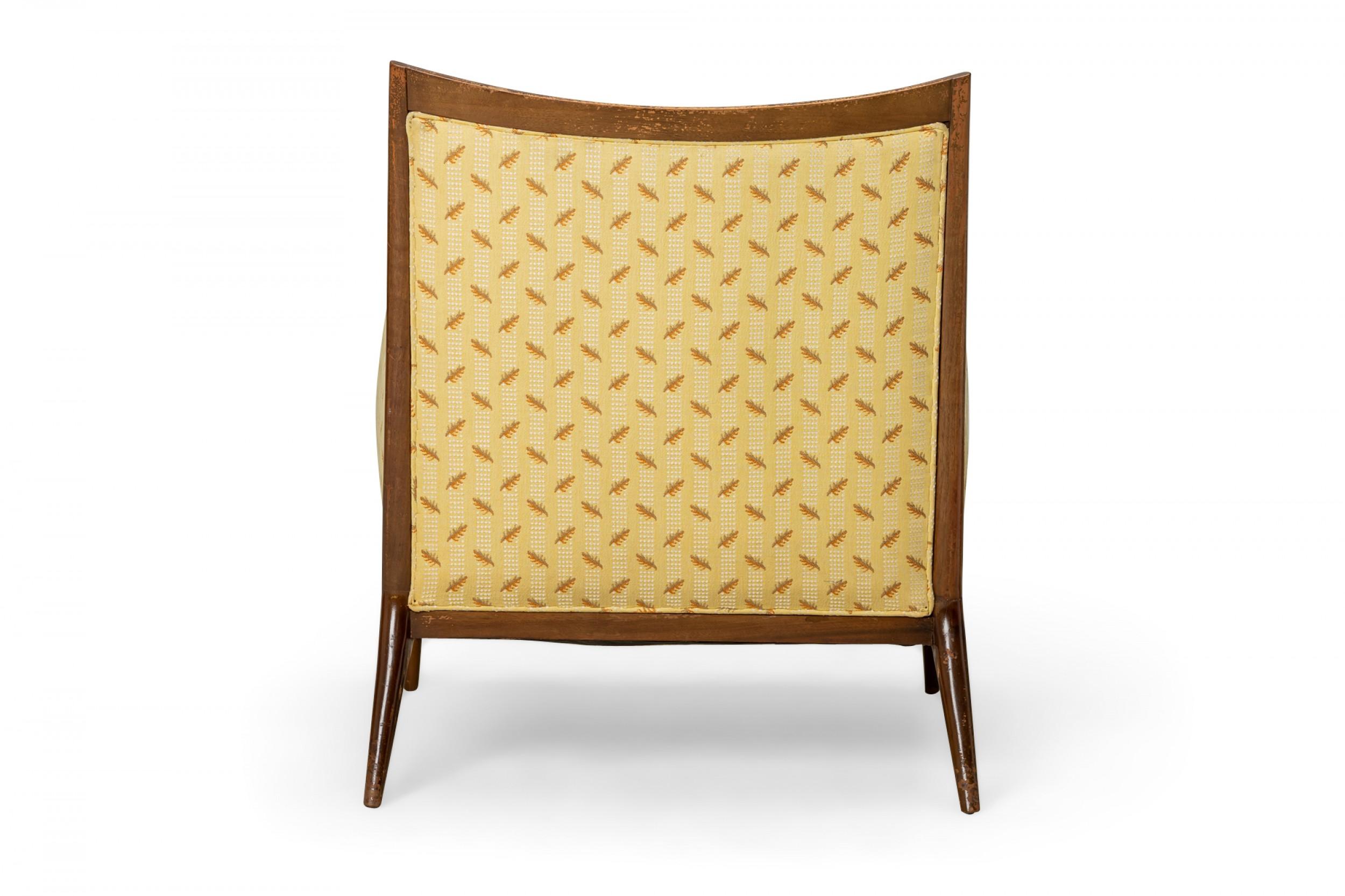 Paul McCobb for Directional Yellow Patterned Fabric and Walnut Lounge Armchair In Good Condition For Sale In New York, NY