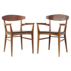Paul McCobb for Lane Components Mid Century Walnut Captain's Chairs, Pair