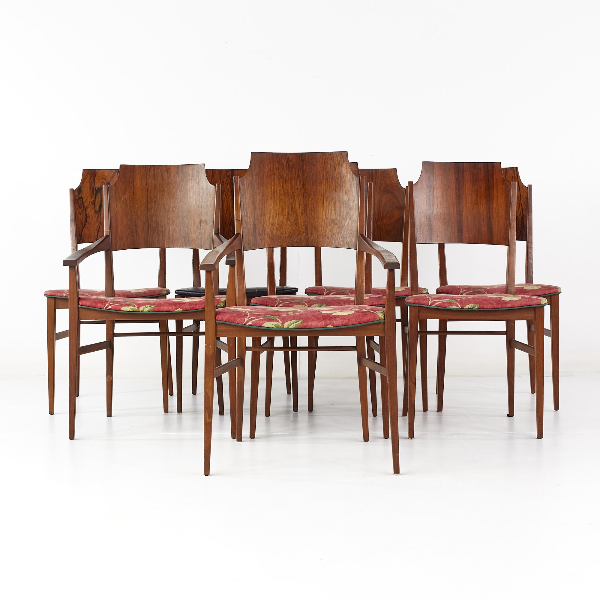 Paul McCobb for Lane Delineator Mid Century Rosewood Dining Chairs - Set of 8

Each armless chair measures: 18 wide x 18 deep x 36.25 high, with a seat height of 17.5 inches
Each captains chair measures: 22 wide x 19.5 deep x 36.75 high, with a seat
