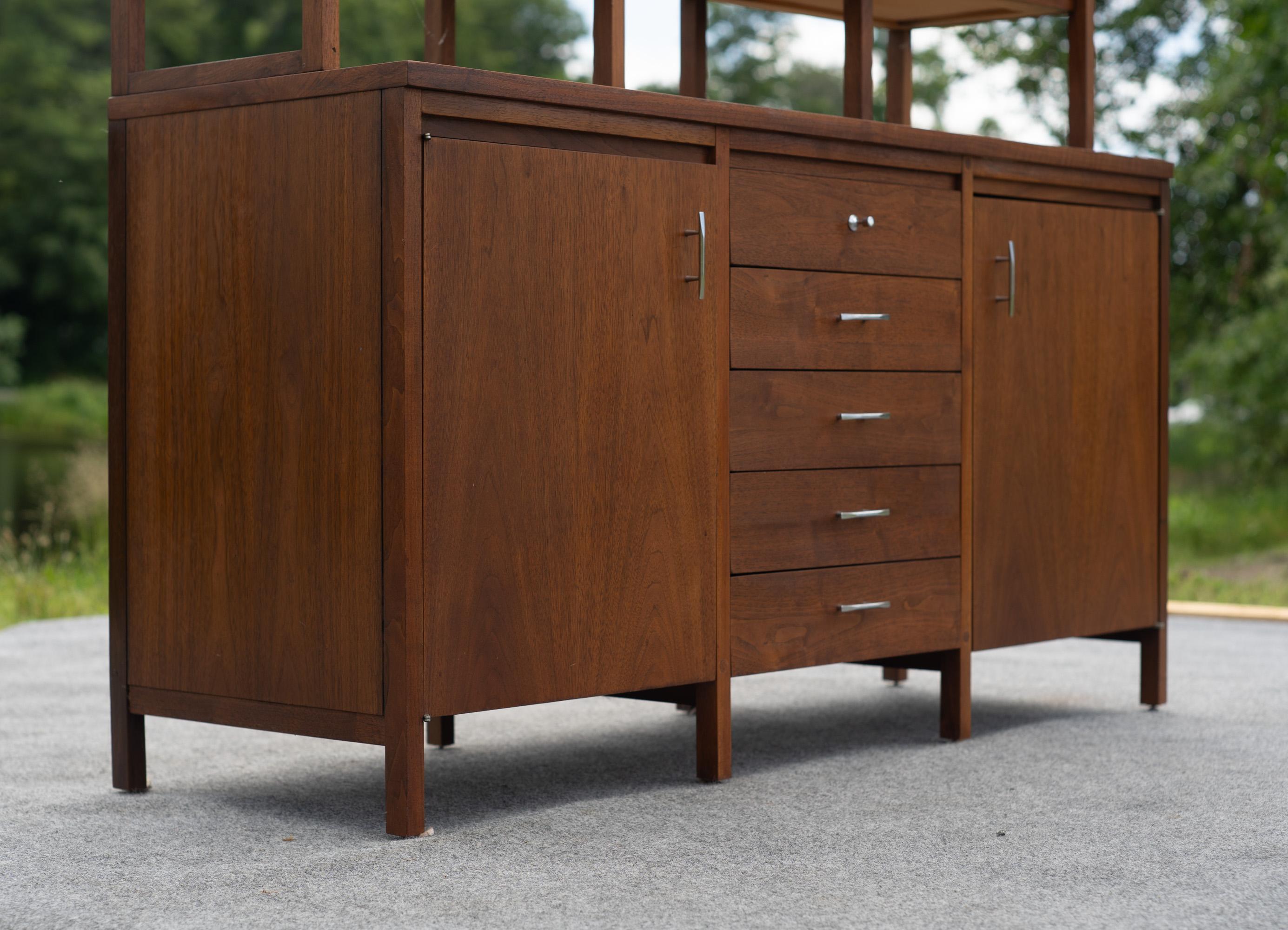 Paul McCobb for Lane Delineator Walnut & Rosewood Cabinet & Bookshelf 271-62/63 For Sale 4