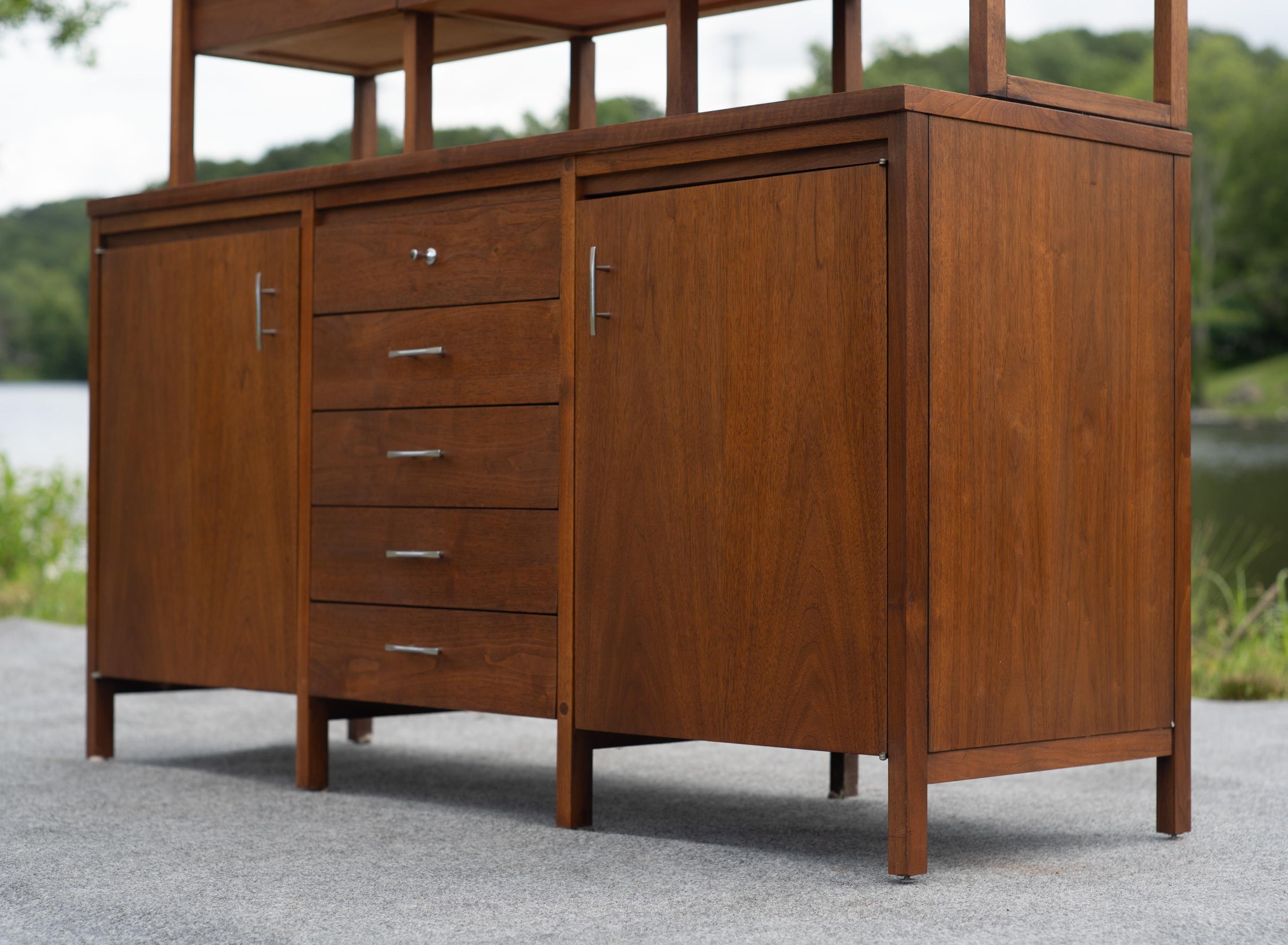 Paul McCobb for Lane Delineator Walnut & Rosewood Cabinet & Bookshelf 271-62/63 For Sale 2