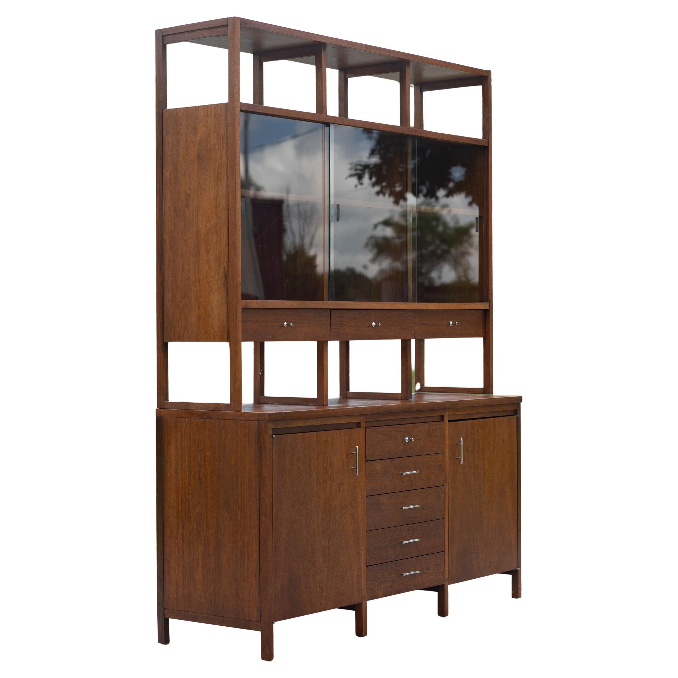 Paul McCobb for Lane Delineator Walnut & Rosewood Cabinet & Bookshelf 271-62/63 For Sale