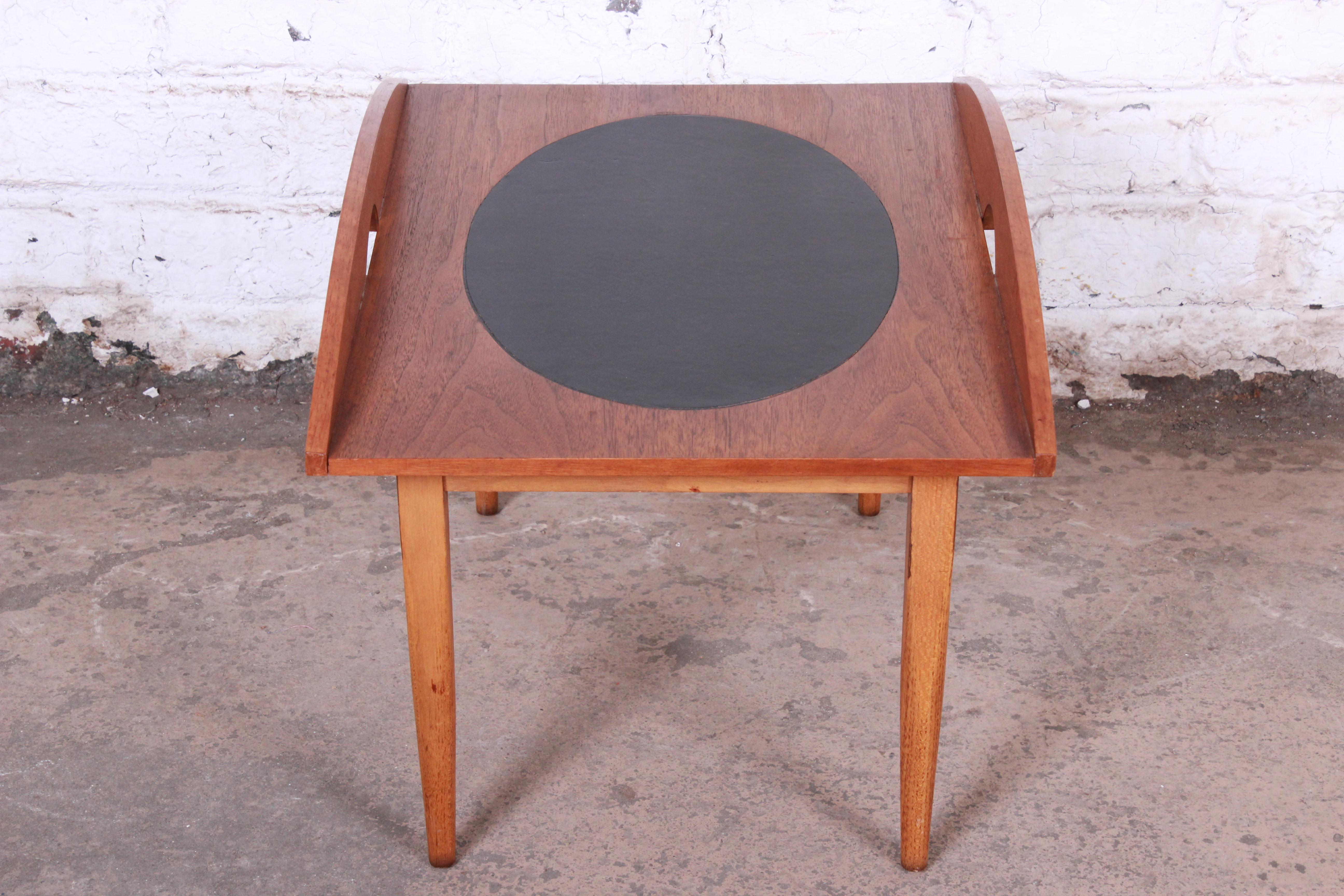 Paul McCobb for Lane Mid-Century Modern Walnut and Leather Occasional Side Table 2