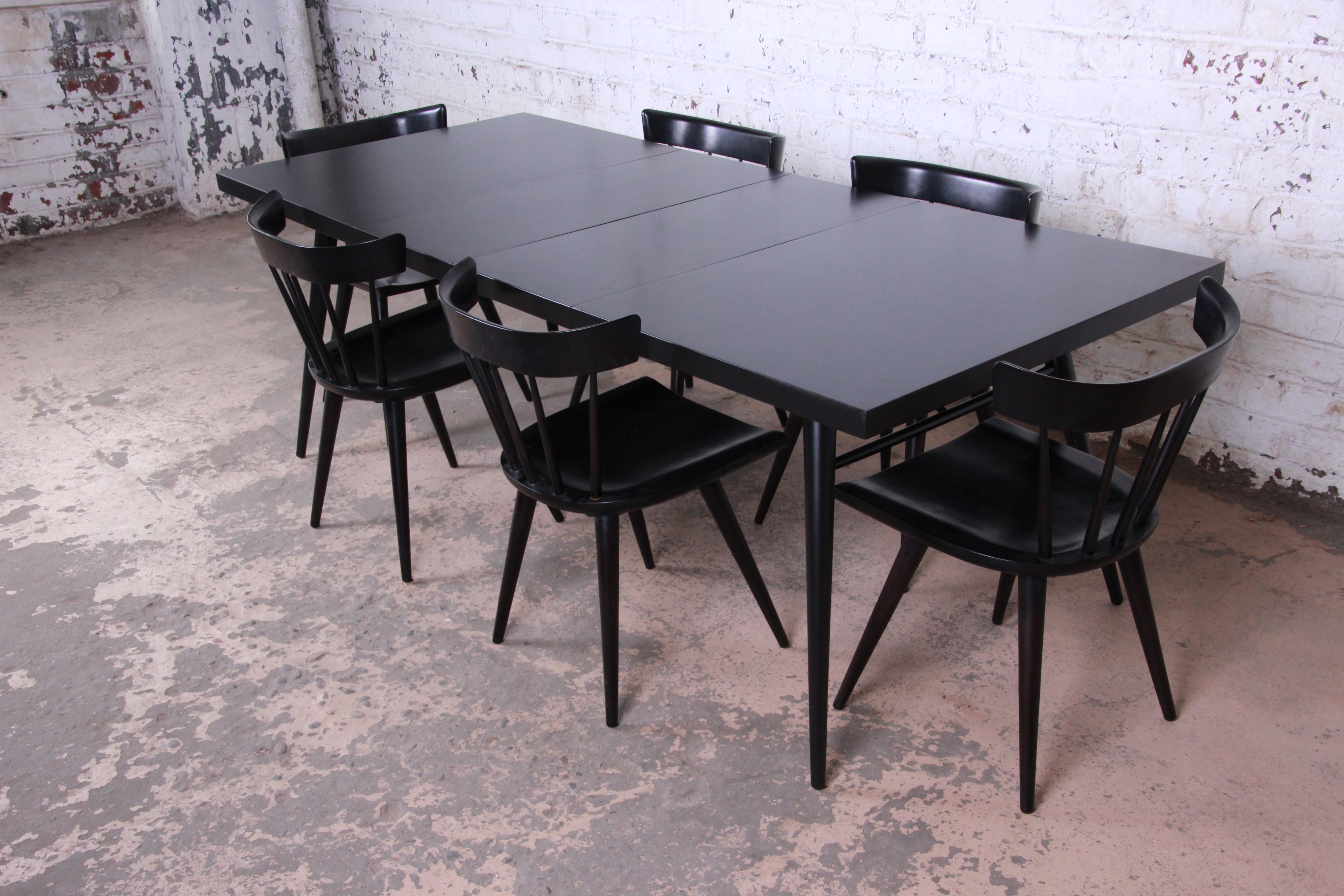 Mid-Century Modern Paul McCobb for Planner Group Ebonized Extension Dining Table & Six Chairs