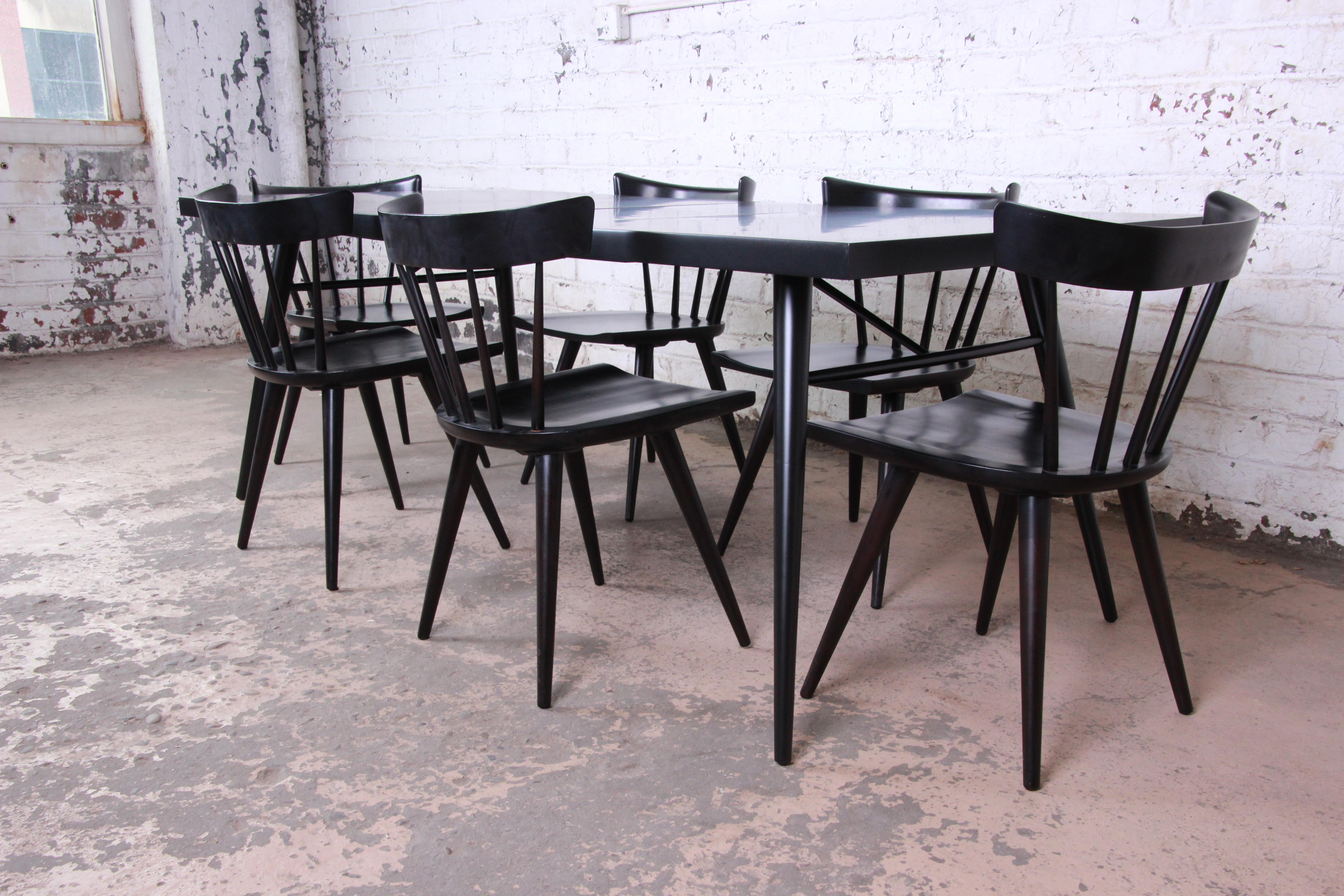 Paul McCobb for Planner Group Ebonized Extension Dining Table & Six Chairs In Good Condition In South Bend, IN