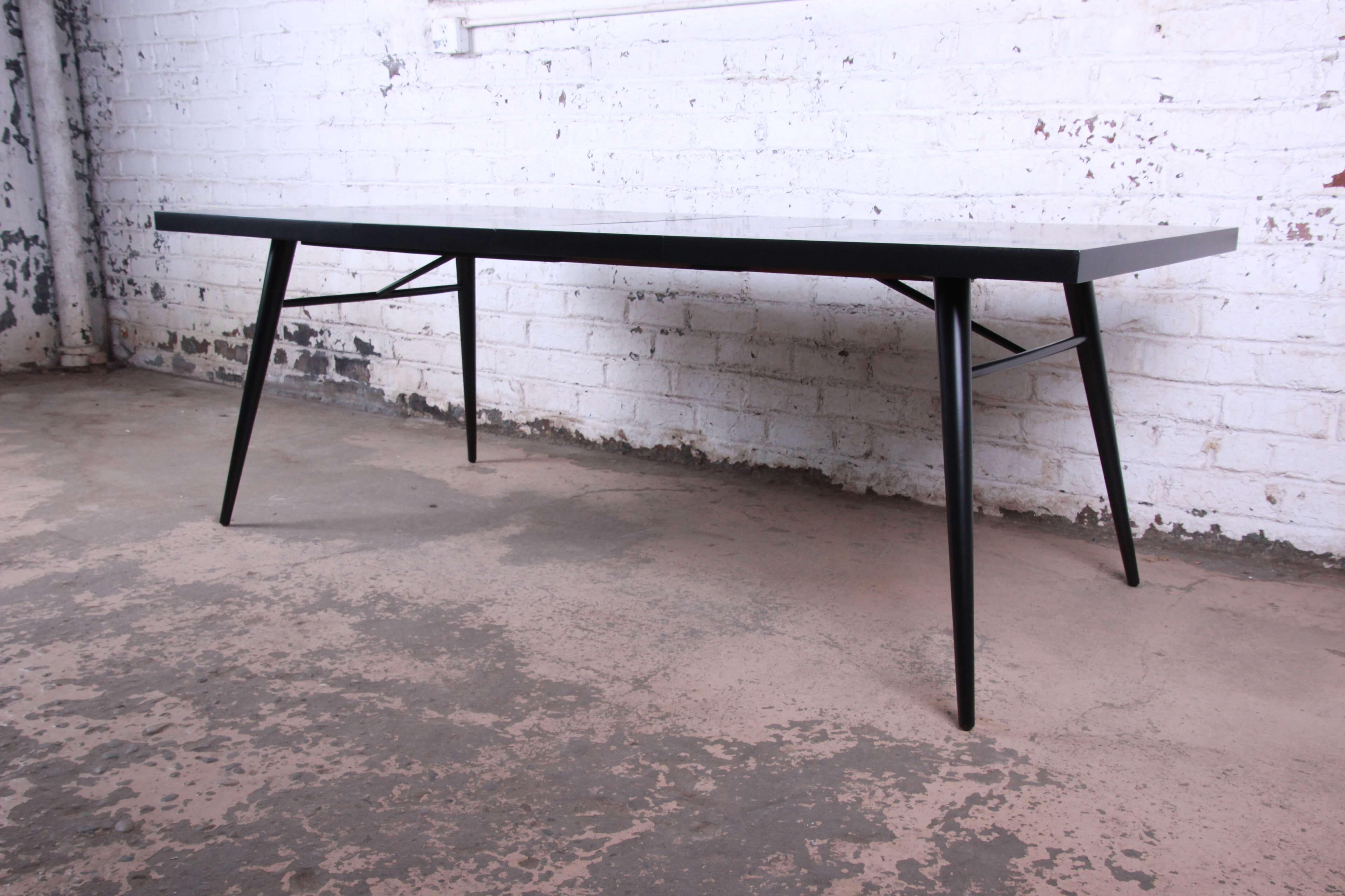 Mid-20th Century Paul McCobb for Planner Group Ebonized Extension Dining Table & Six Chairs