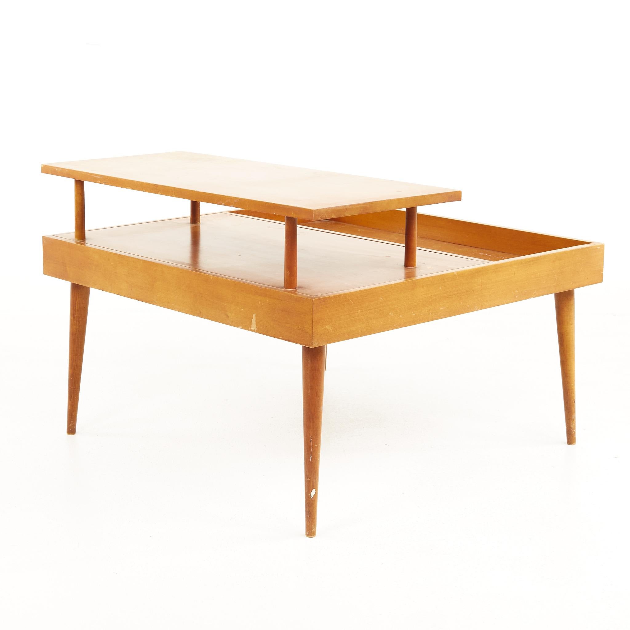 Wood Paul McCobb for Planner Group Mid Century 2 Tier Corner Table For Sale